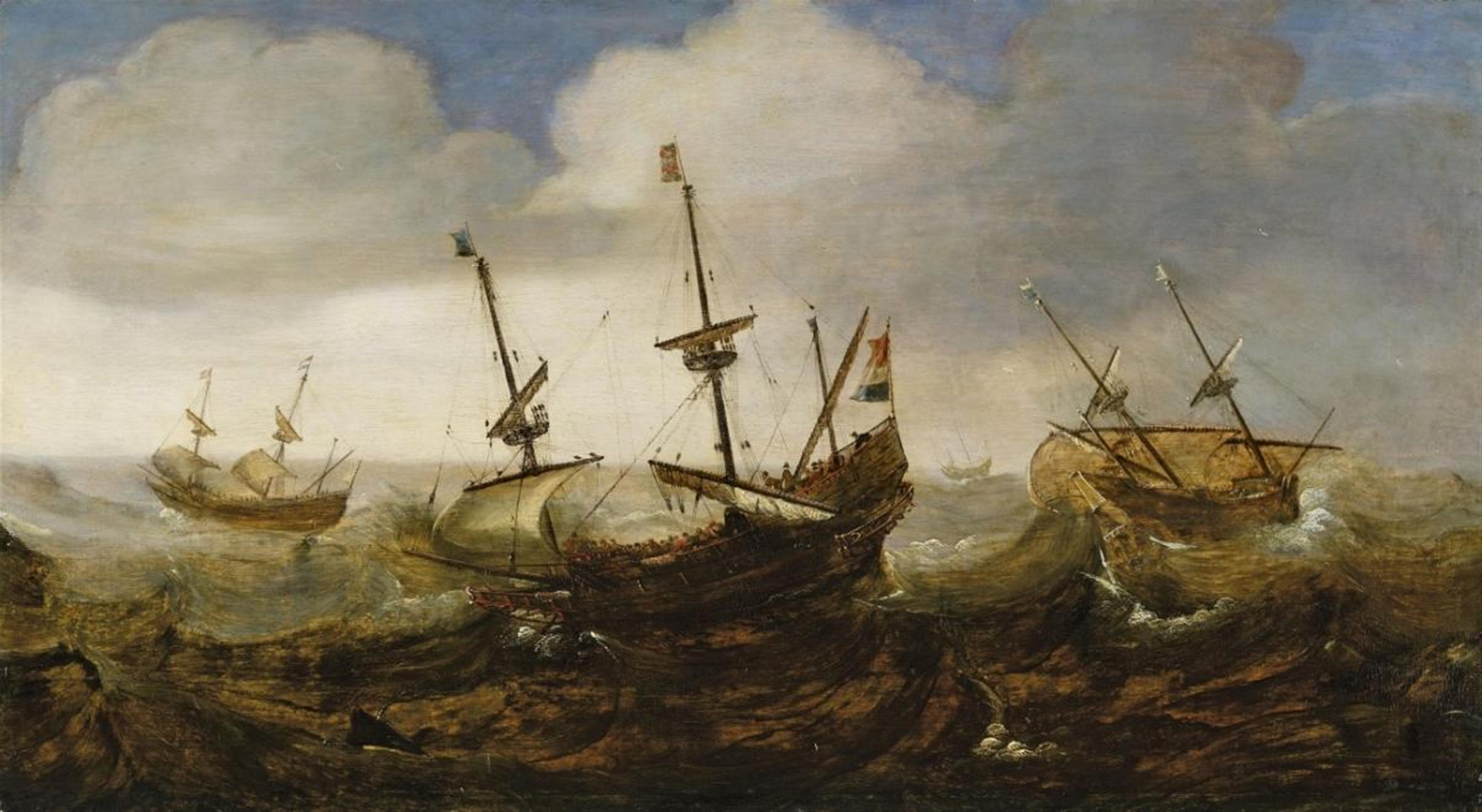 Cornelis Isaacksz Verbeeck - SHIPS ON STROMY SEA - image-1