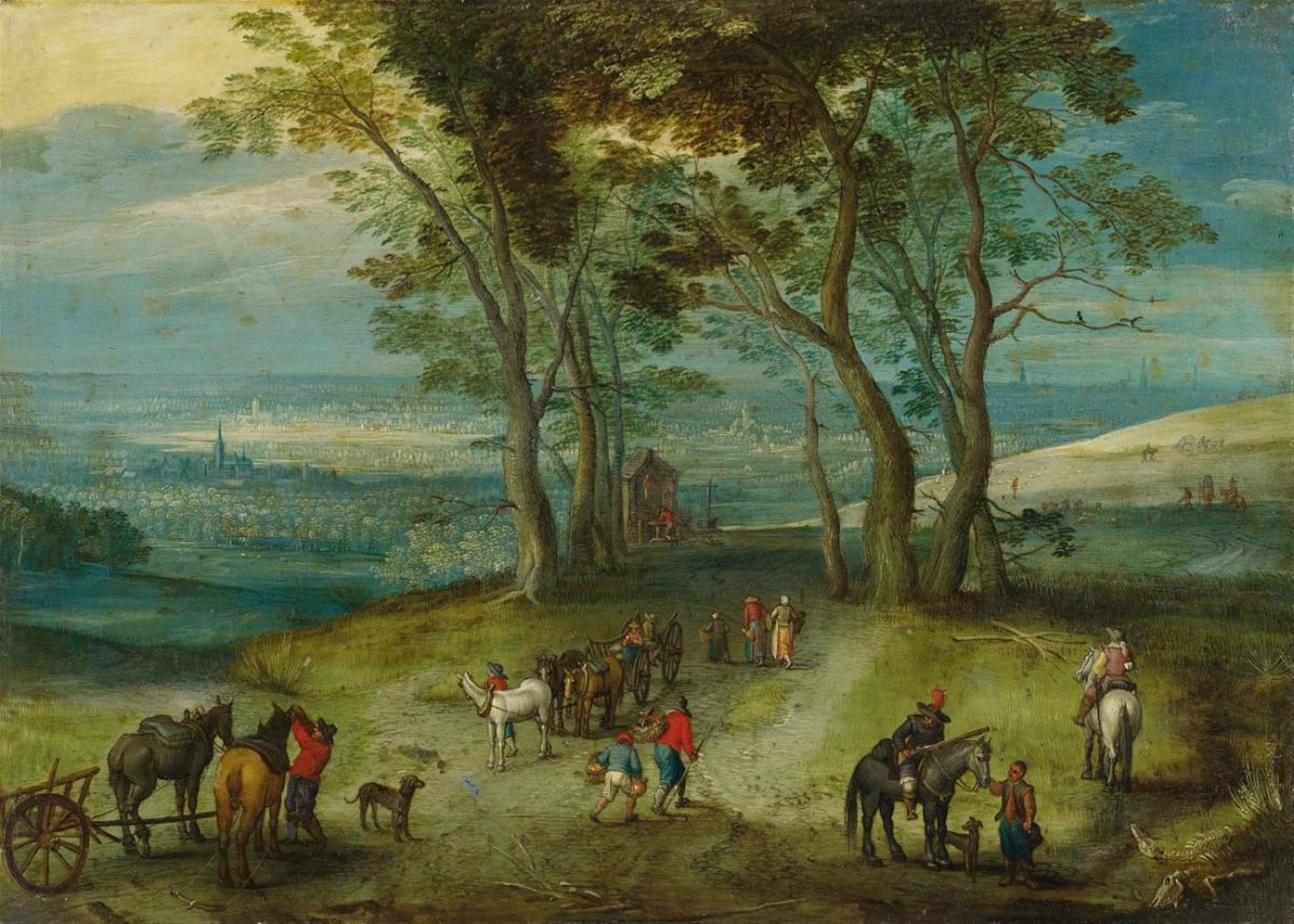 Jan Brueghel the Younger - RURAL STREET WITH CHAPEL - image-1