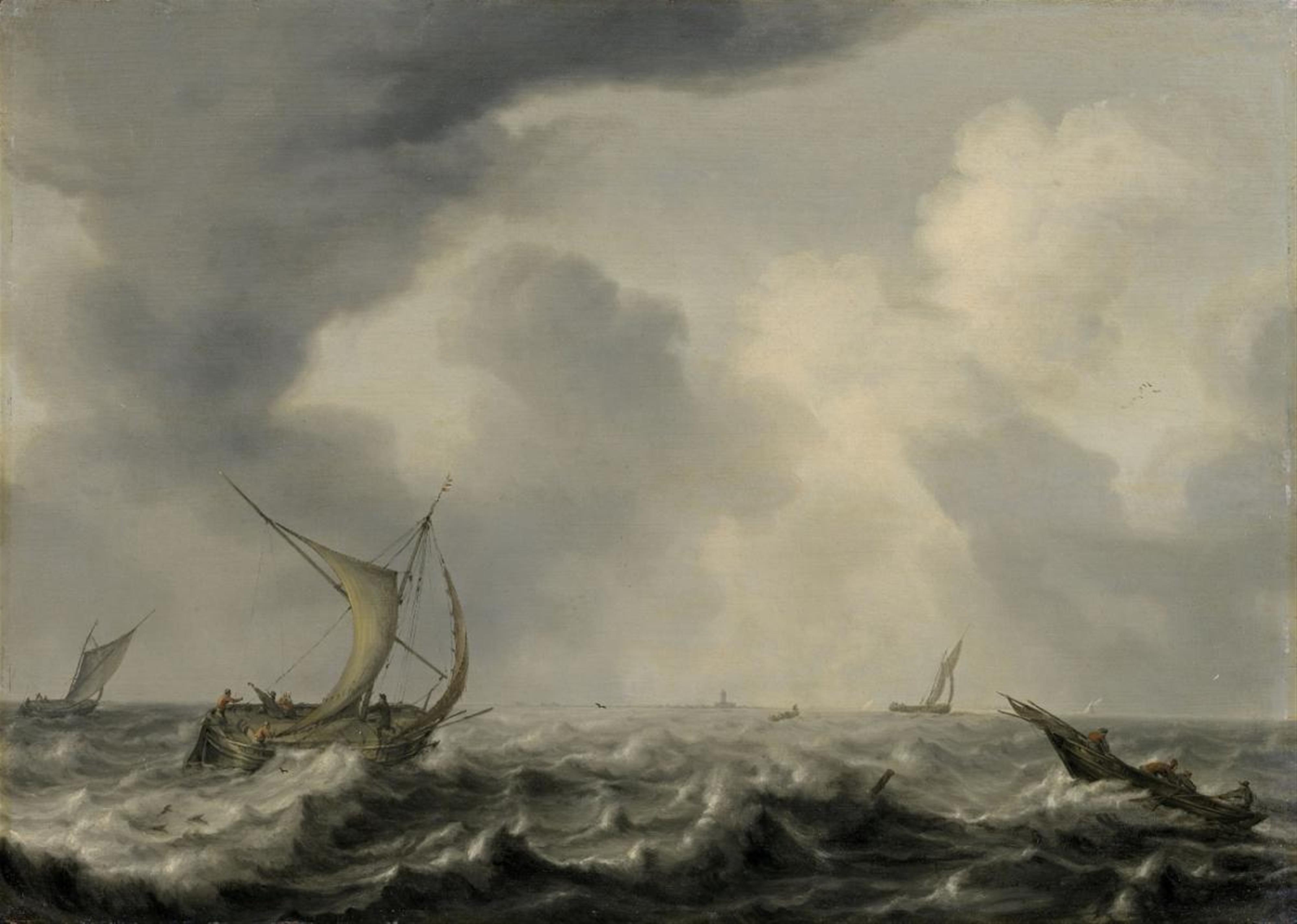 Arnoldus van Anthonissen - SHIPS ON STORMY SEA - image-1