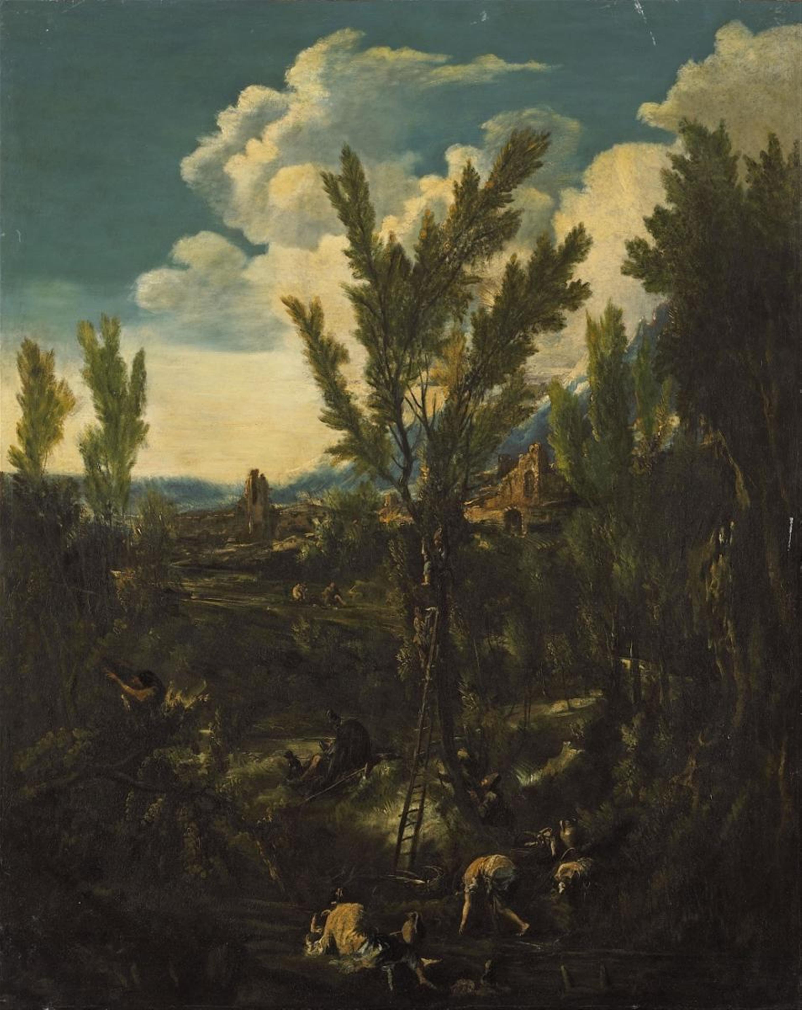 Alessandro Magnasco, attributed to - LANDSCAPE WITH CAPUCINES AND PEASANTS - image-1