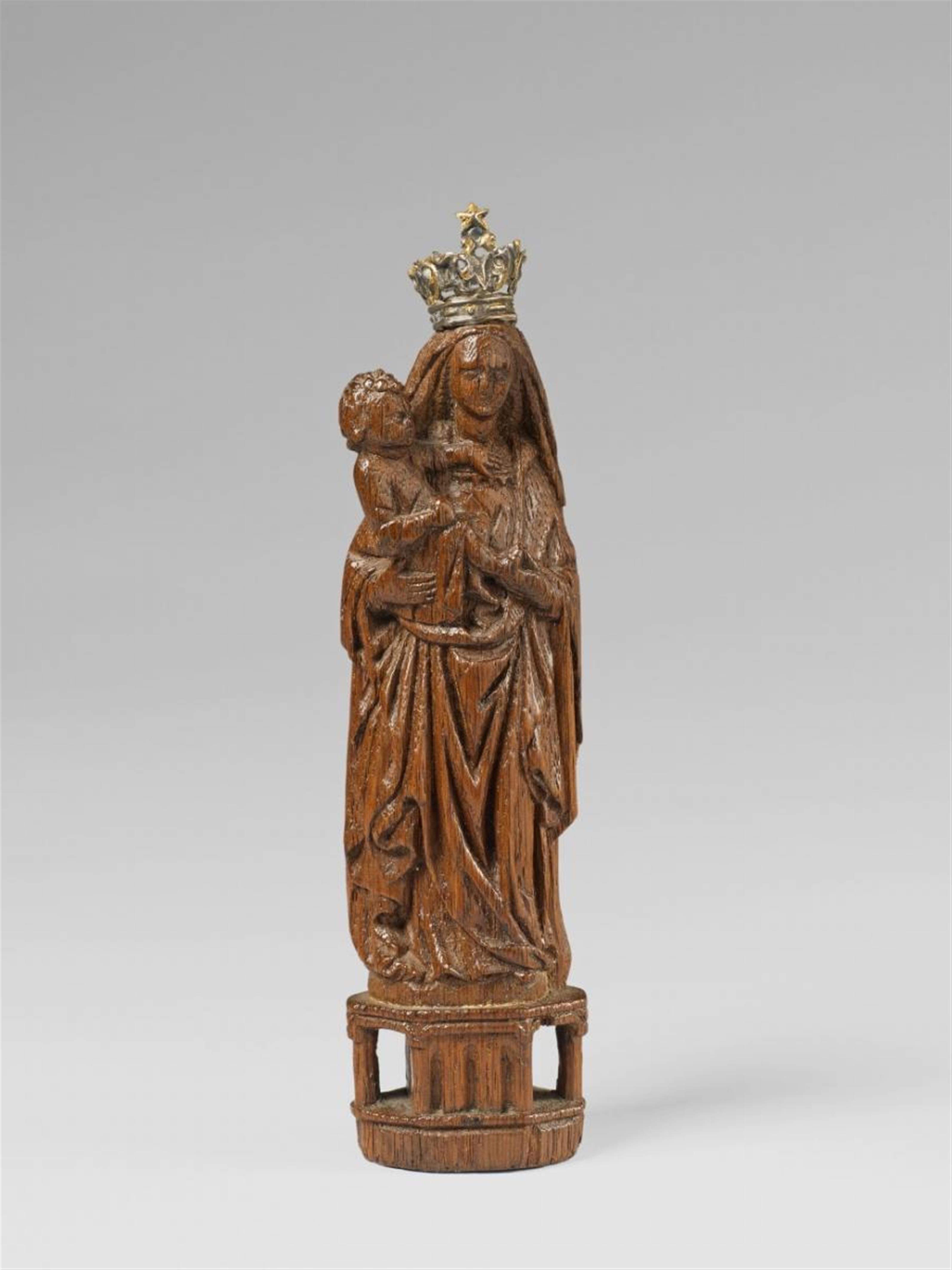 AN OAK WOOD FIGURE OF THE VIRGIN WITH CHILD - image-1