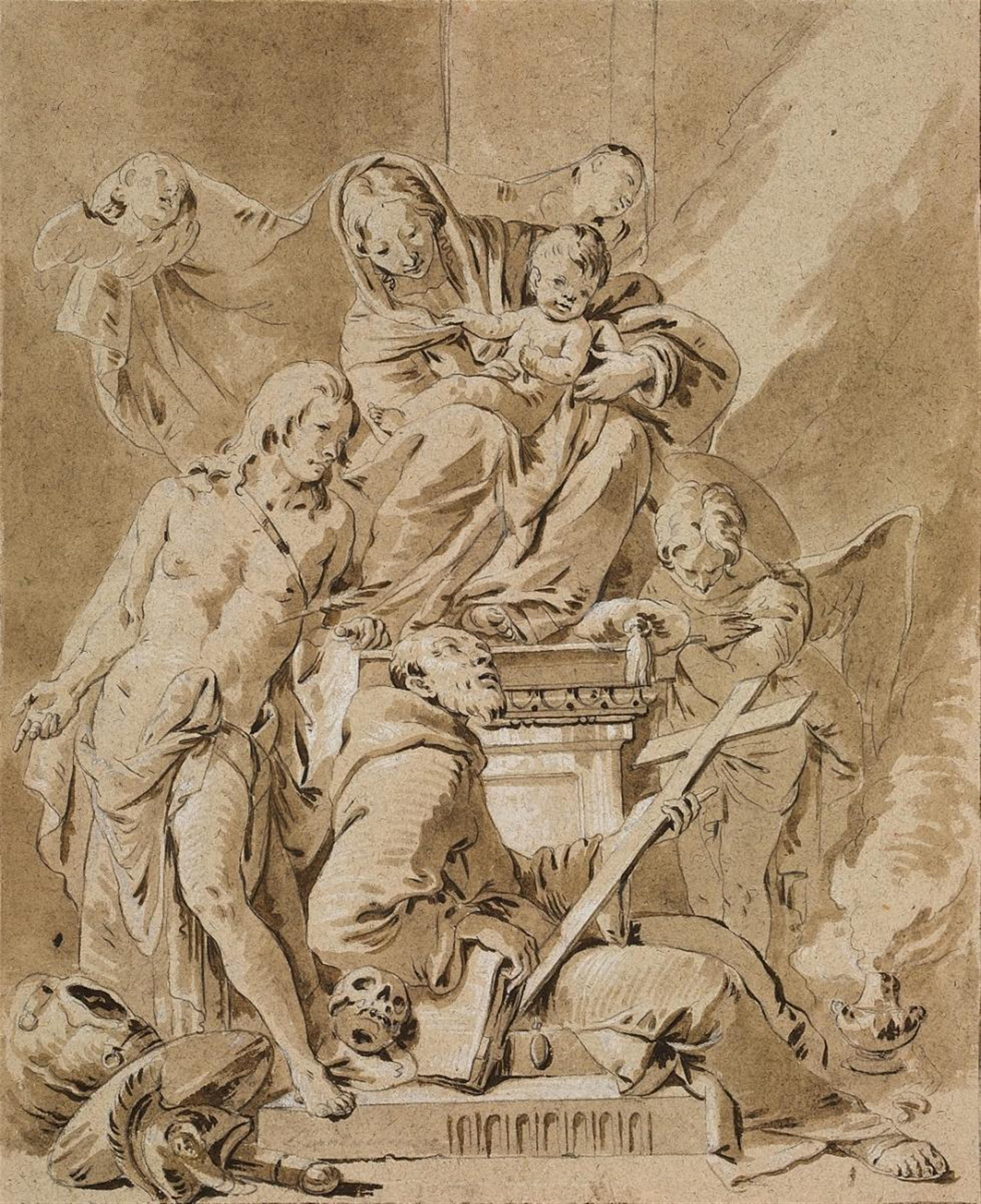 Giovanni Battista Tiepolo, circle of - THE VIRGIN WITH CHILD AND SAINT SEBASTIAN AND ANTHONY - image-1