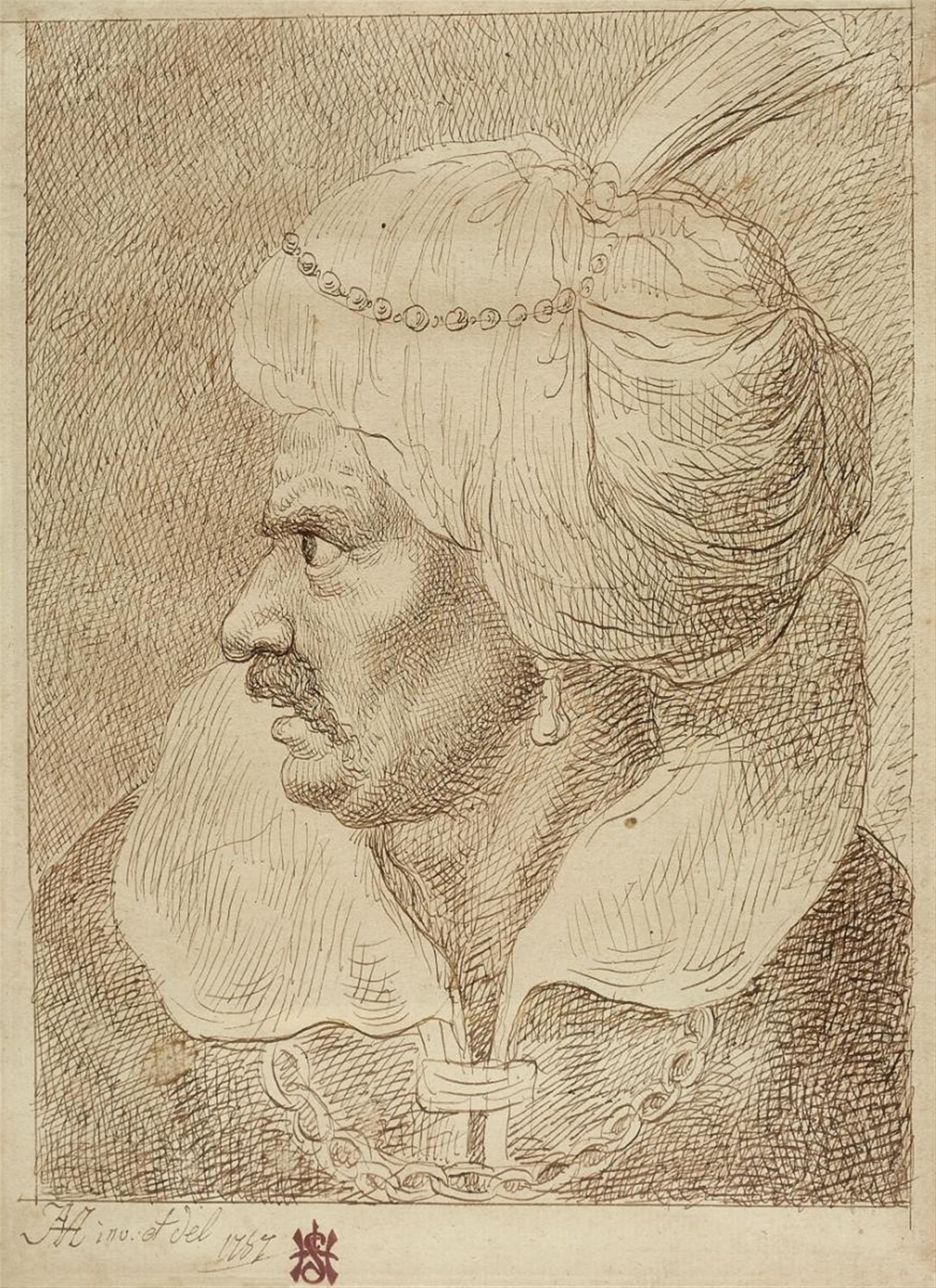 Januarius Zick - HEAD OF AN ORIENTAL WITH TURBAN - image-1