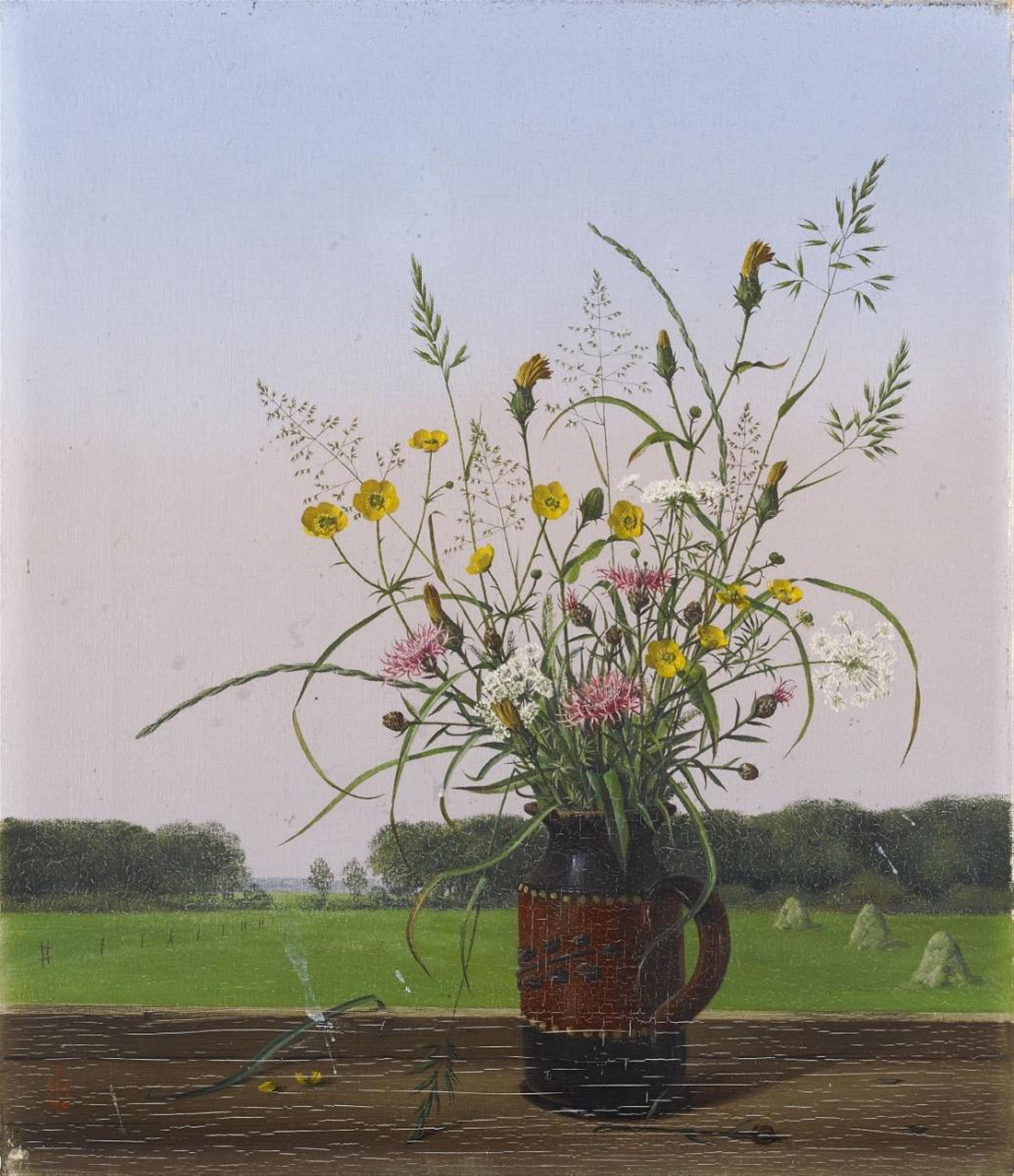 Herbert Böttger - Landschaft mit Feldblumenstrauß (Landscape with Bouquet of Wild Flowers) - image-1