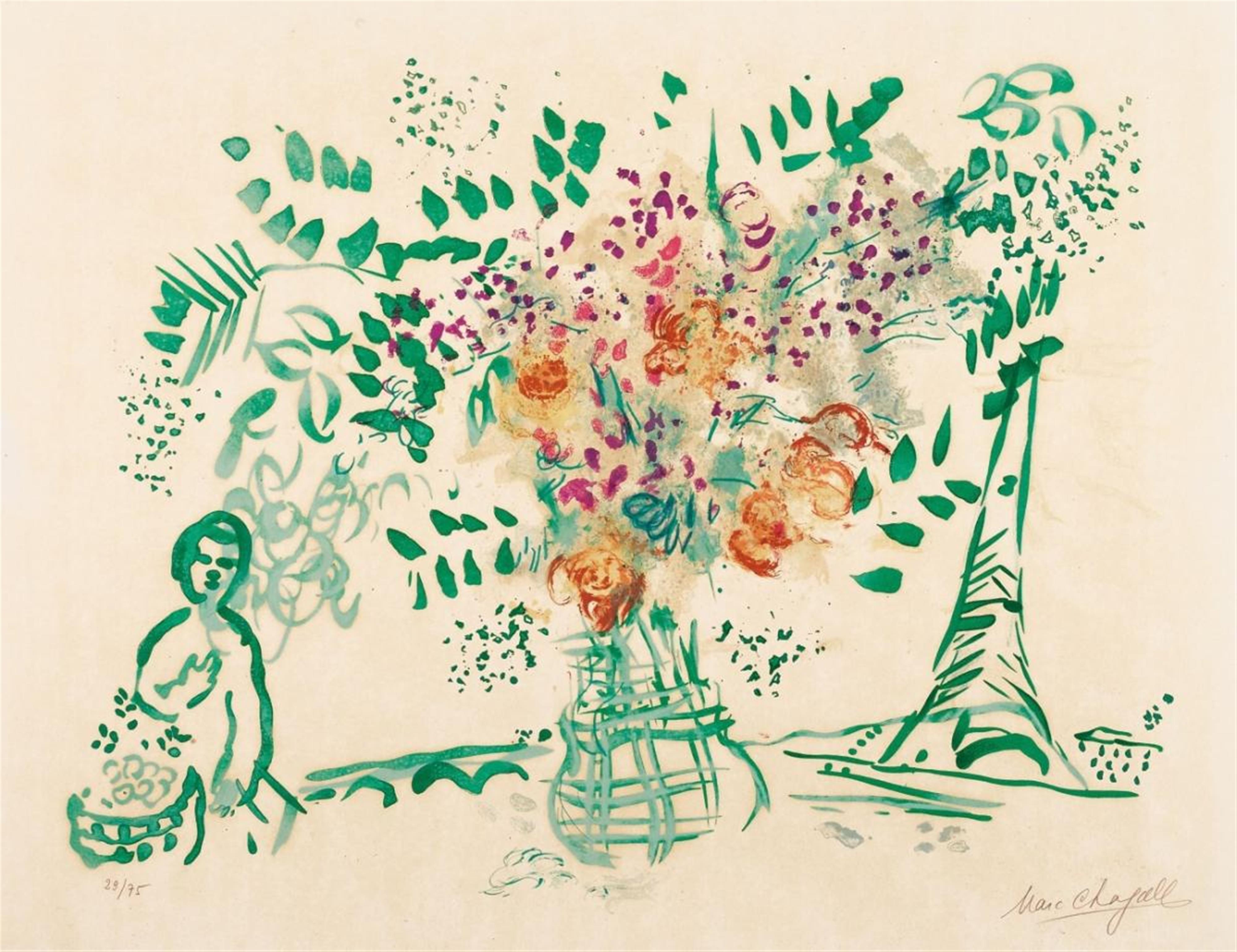 Marc Chagall - Le bouquet vert et violet - image-1