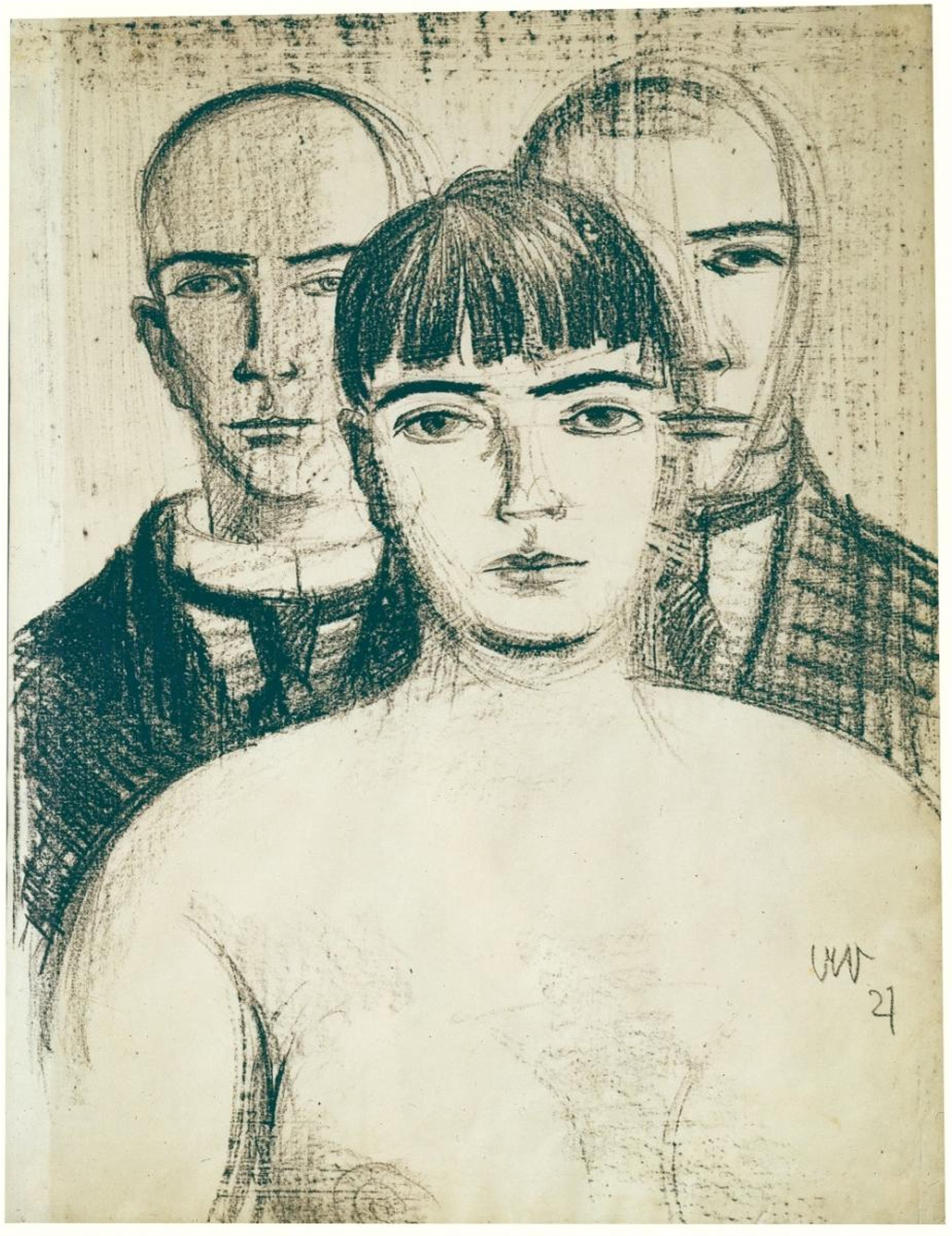 Anton Räderscheidt - Drei Figuren - Doppelselbstbildnis mit Martha (Three Figures - Double Self-Portrait with Martha) - image-1