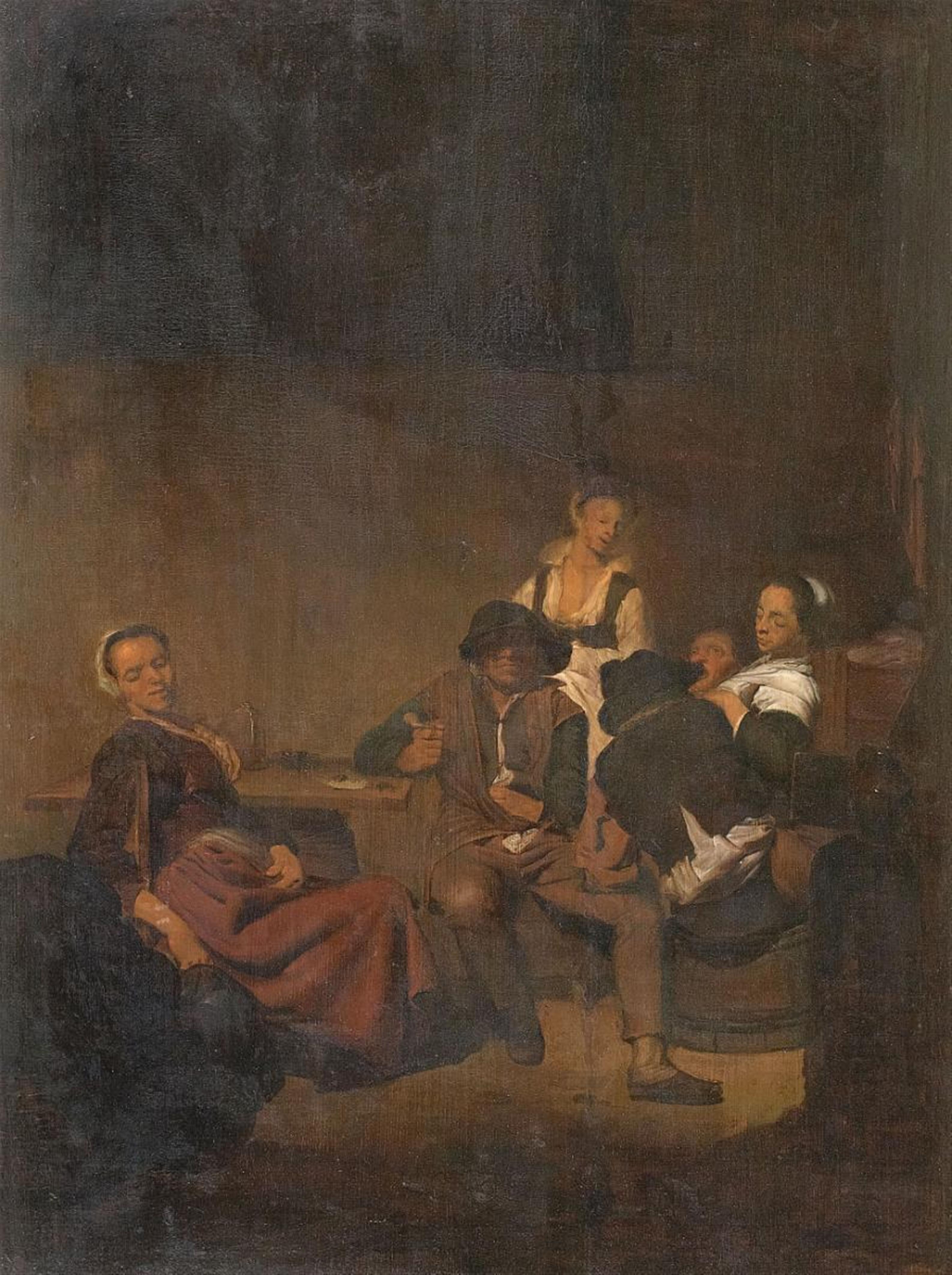 Cornelis Pietersz Bega, attributed to - INTERIOR WITH FIGURES AT A TABLE - image-1
