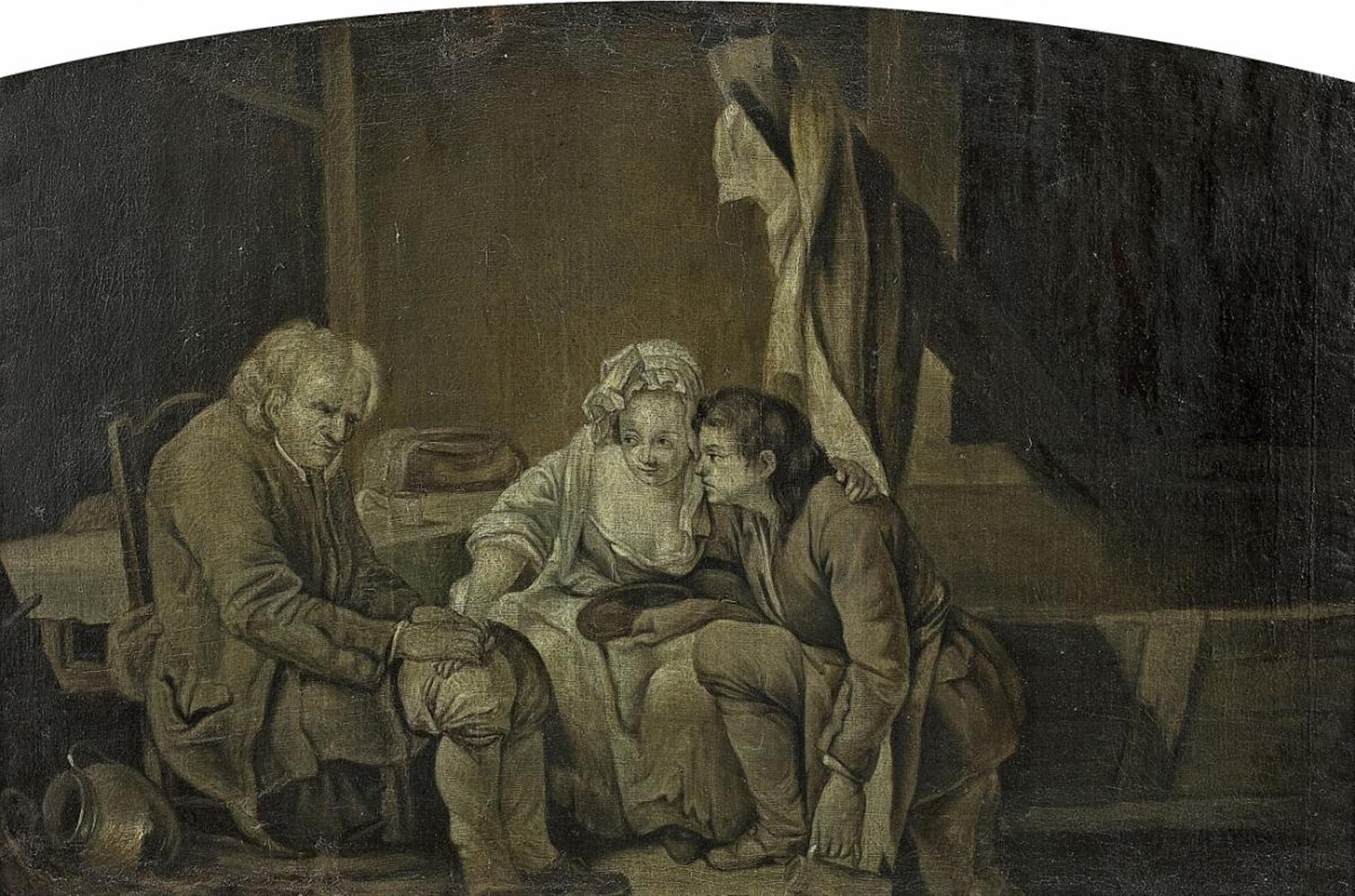 Jean-Baptiste Greuze, copy after - TWO SCENES 1. MOTHER WITH HER CHILDREN 2. OLD MAN AND YOUNG COUPLE - image-2