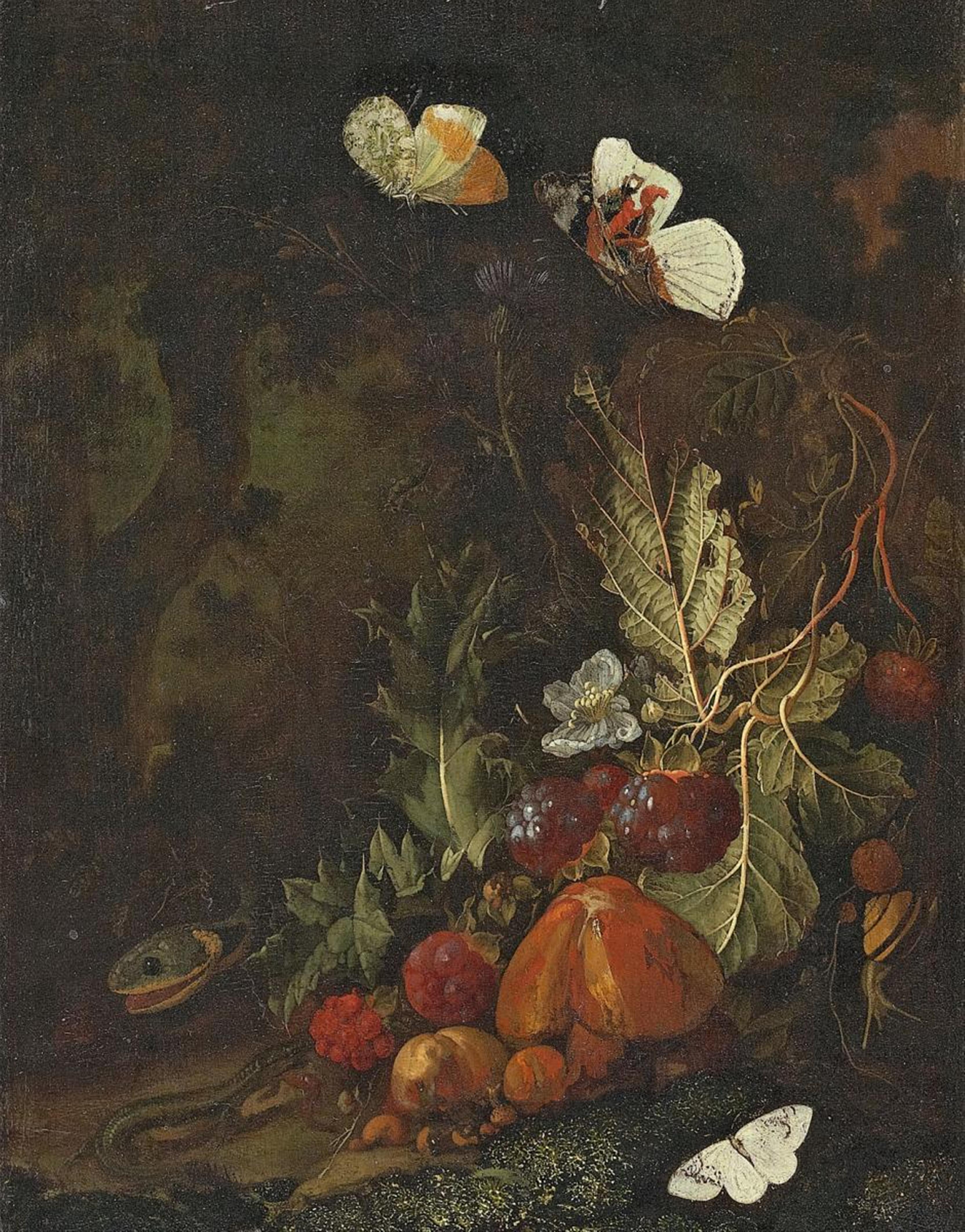 Carl Wilhelm de Hamilton, attributed to - STILL LIFE WITH FRUITS, BUTTERFLIES AND SNAKE - image-1