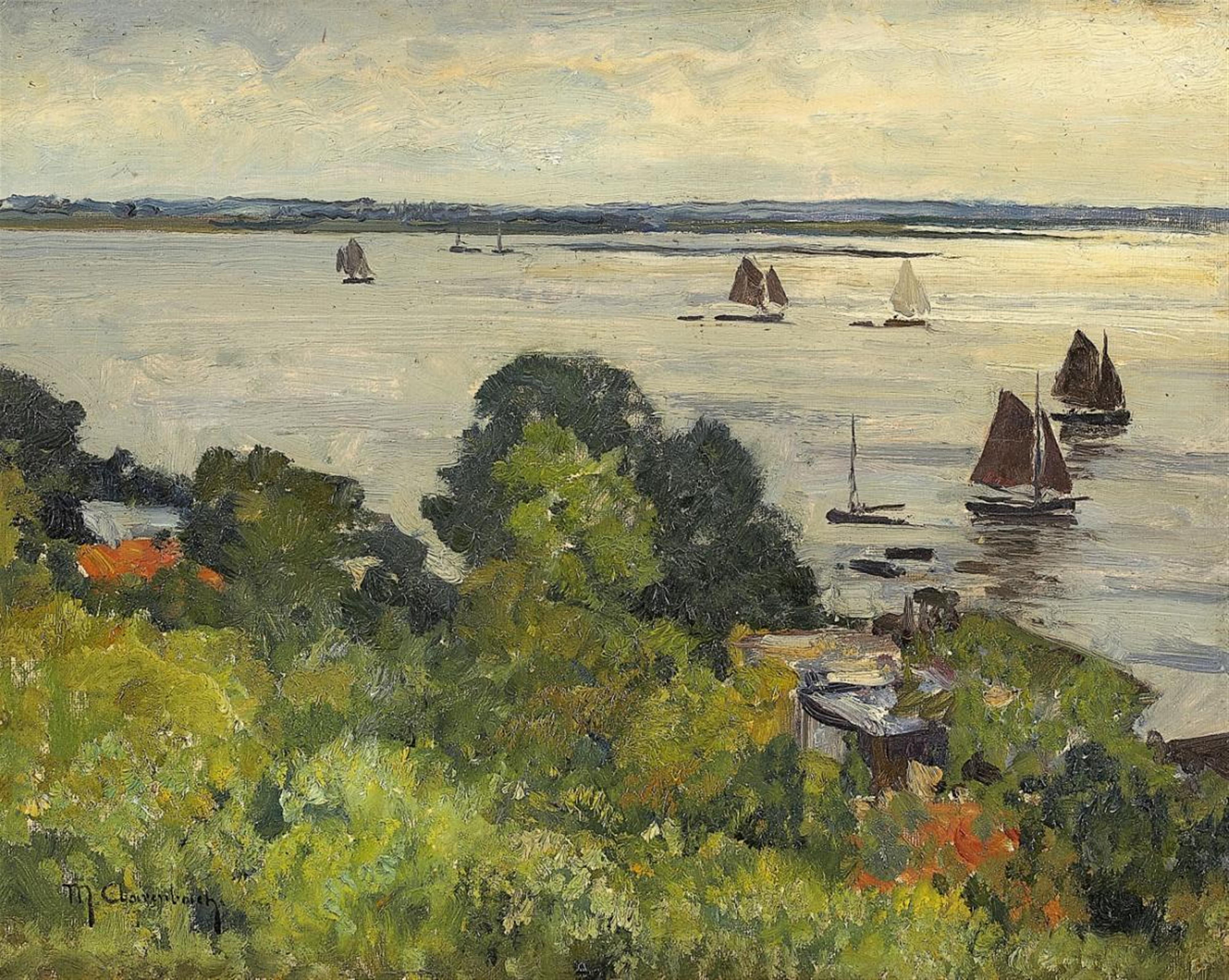 Max Clarenbach - VIEW OF THE RIVER ELBE NEAR BLANKENESE - image-1