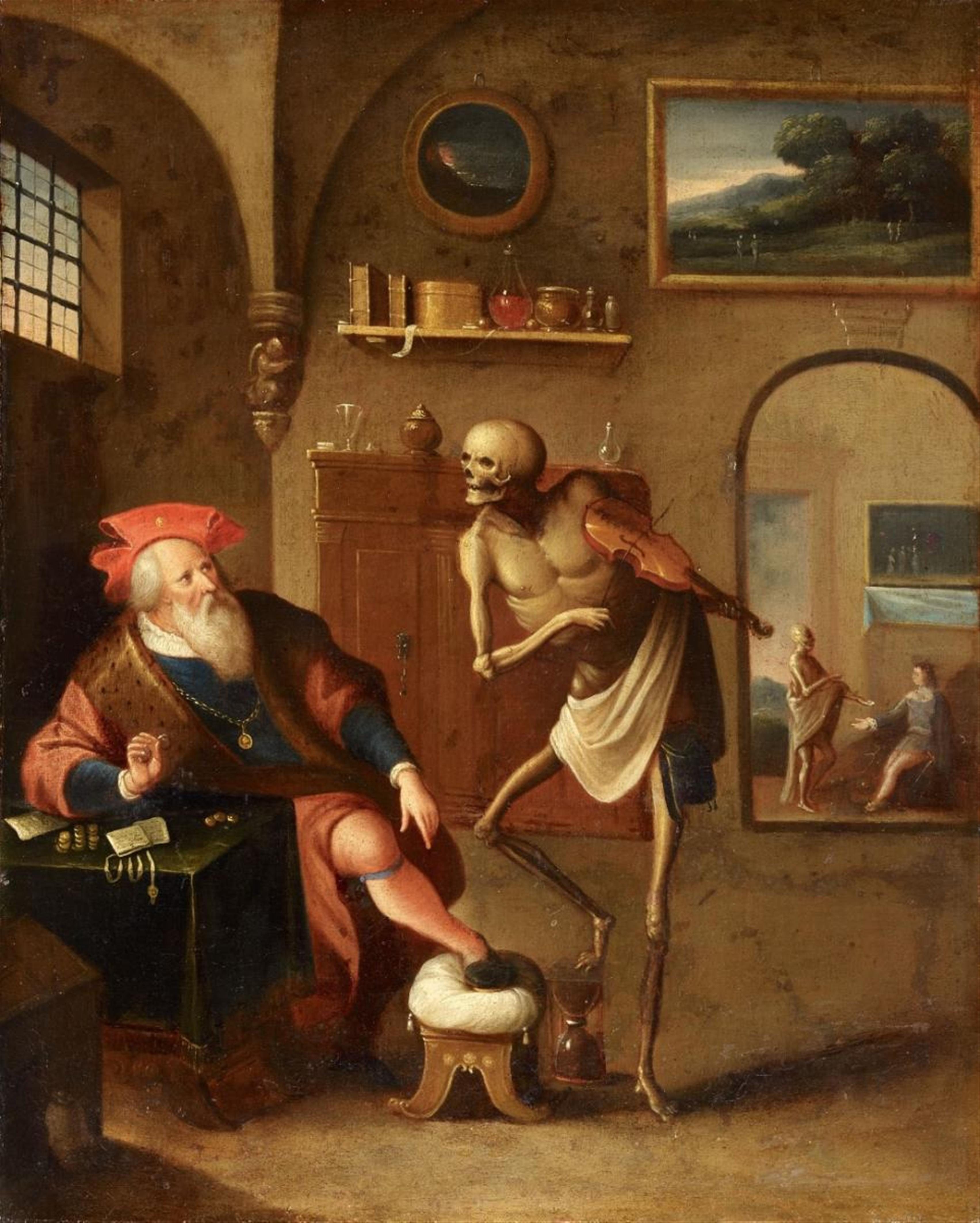 Frans Francken the Younger, follower of - DEATH PLAYING THE FIDDLE - image-1