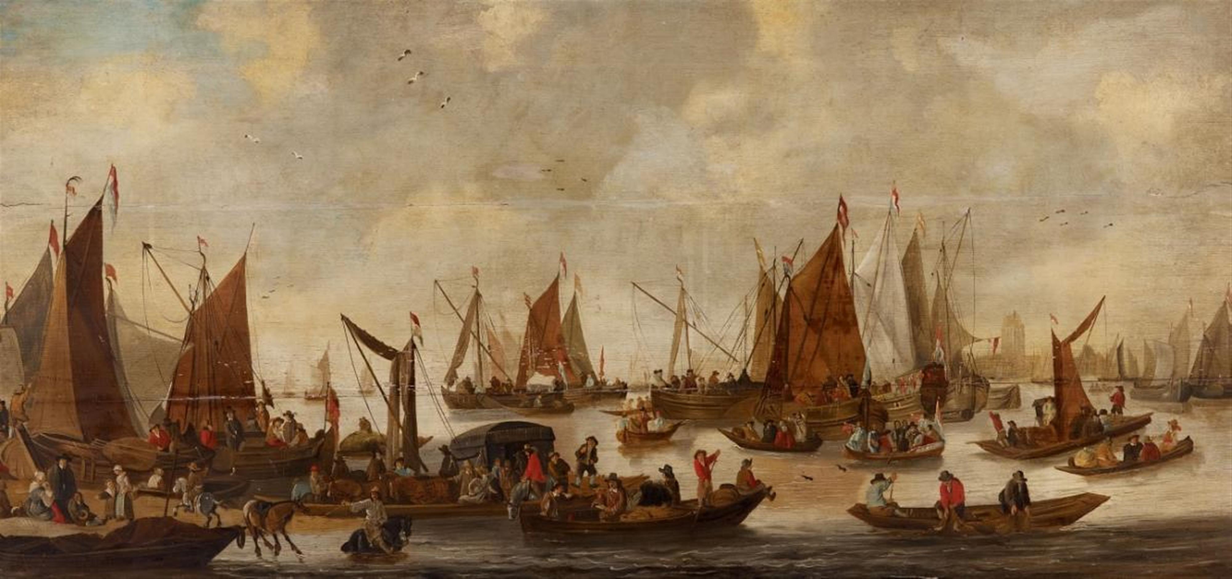 Netherlandish School, second half 17th Century - SAILING SHIPS IN FRONT OF A HARBOUR - image-1