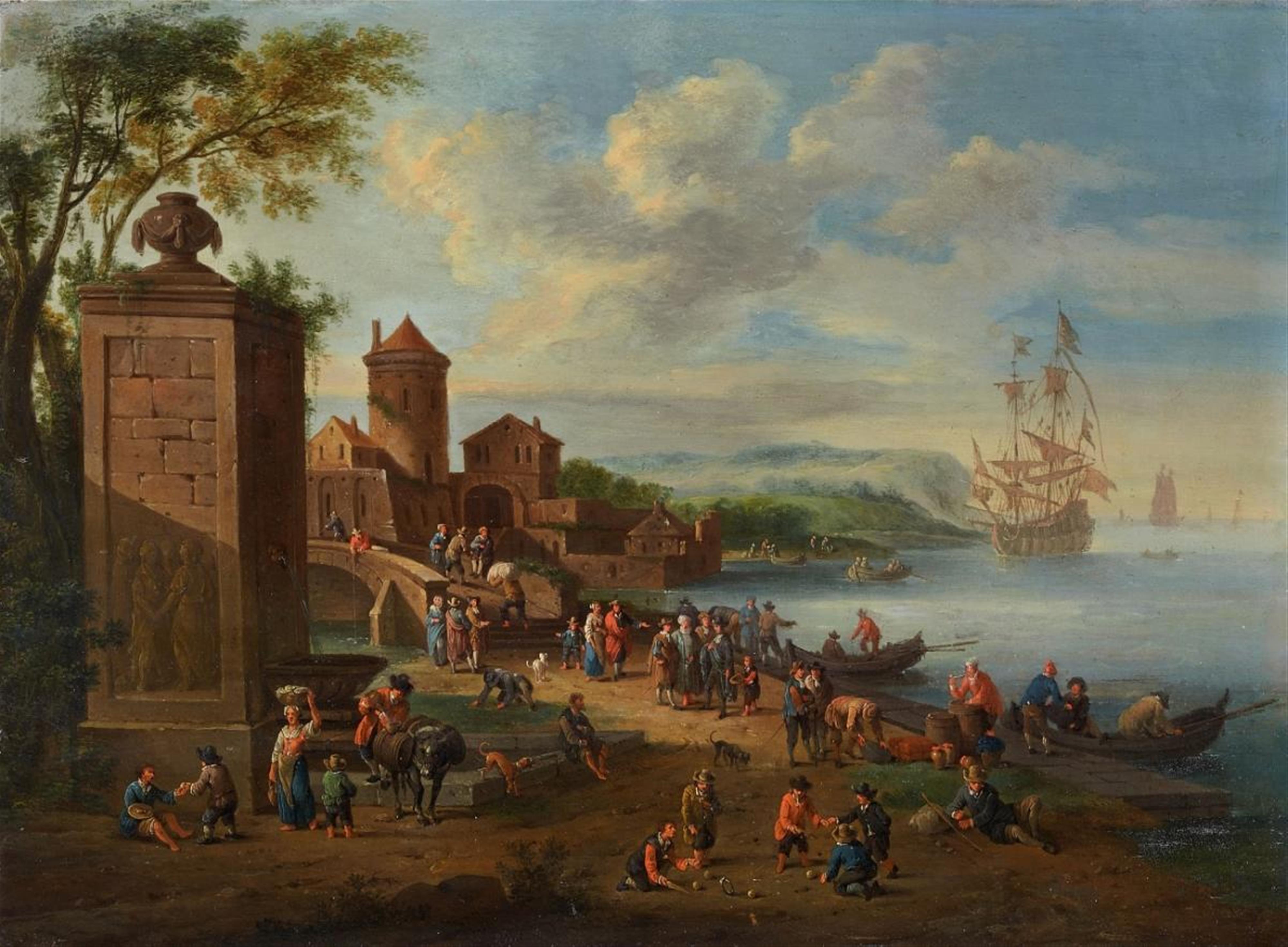 Pieter Bout - A LIVELY HARBOUR SCENE - image-1