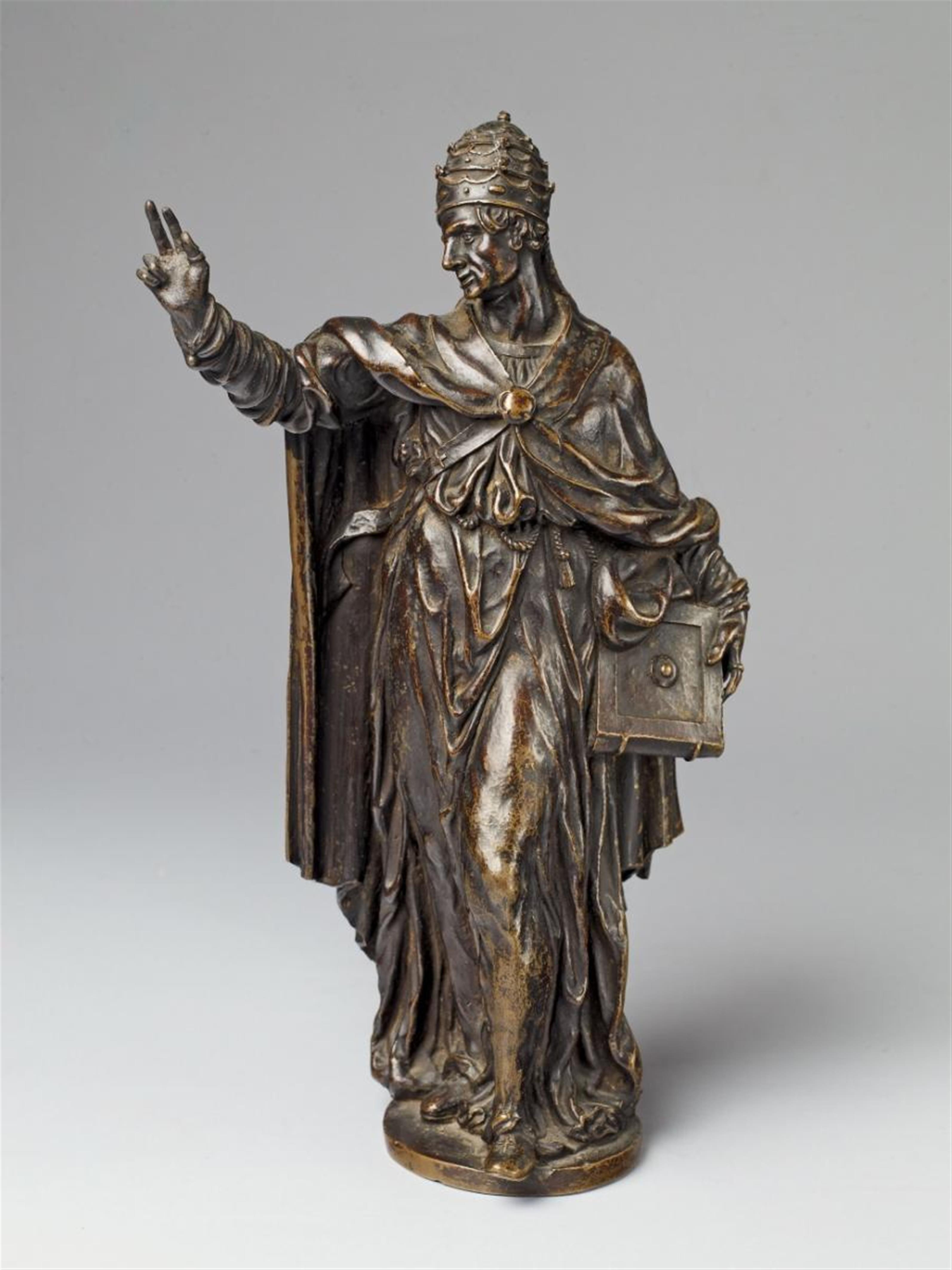 A bronze figure of POPE GREGORY THE GREAT - image-1