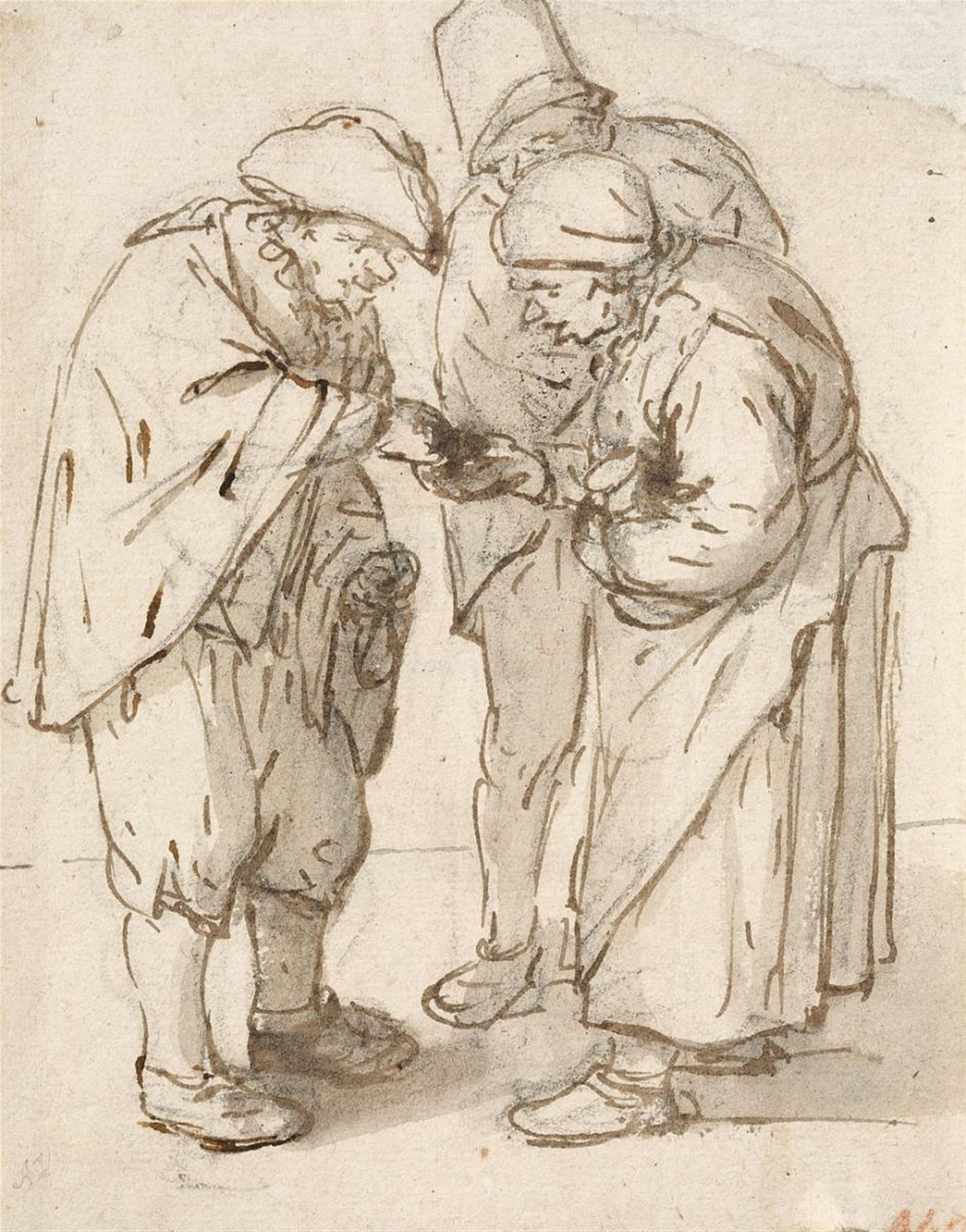 Adriaen van Ostade - OLD MAN AND A PAIR OF BEGGARS - image-1