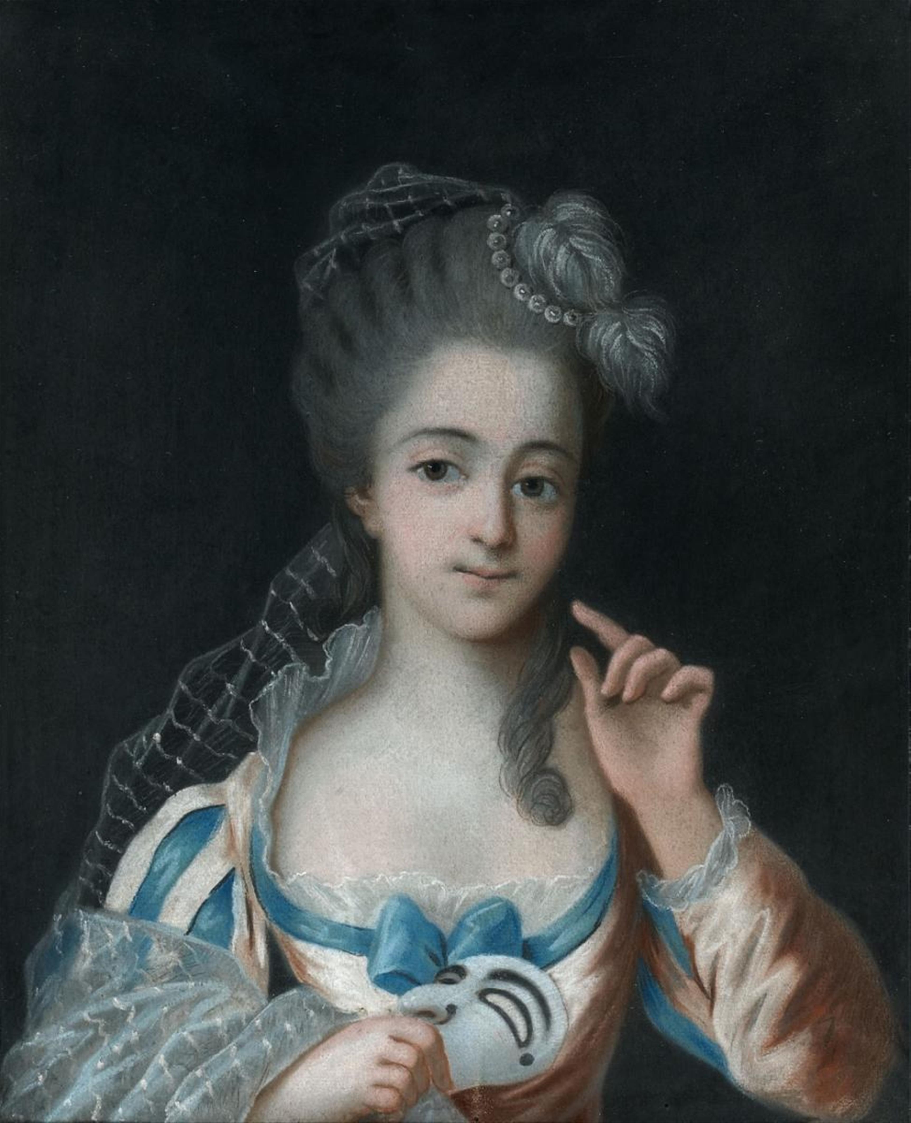 German School, 18th Century - YOUNG LADY WITH A MASK - image-1