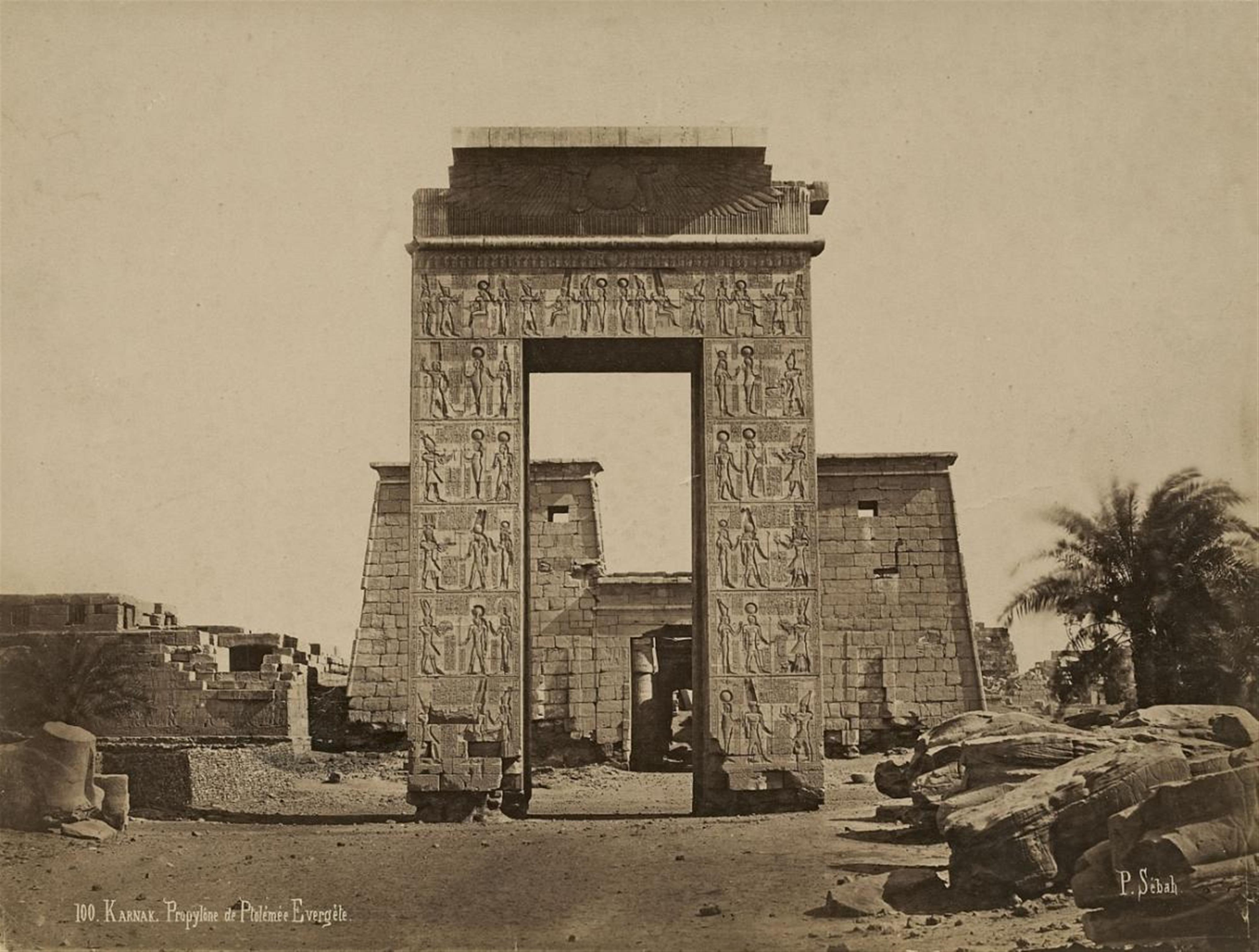 Pascal Sebah - Colossi of Memnon, Thebes. Medinet Habu, Thebes. Gate of Ptolemy III Euergetes, Karnak. Temple of Ramses III., Karnak. Hypostyle, Karnak. - image-2