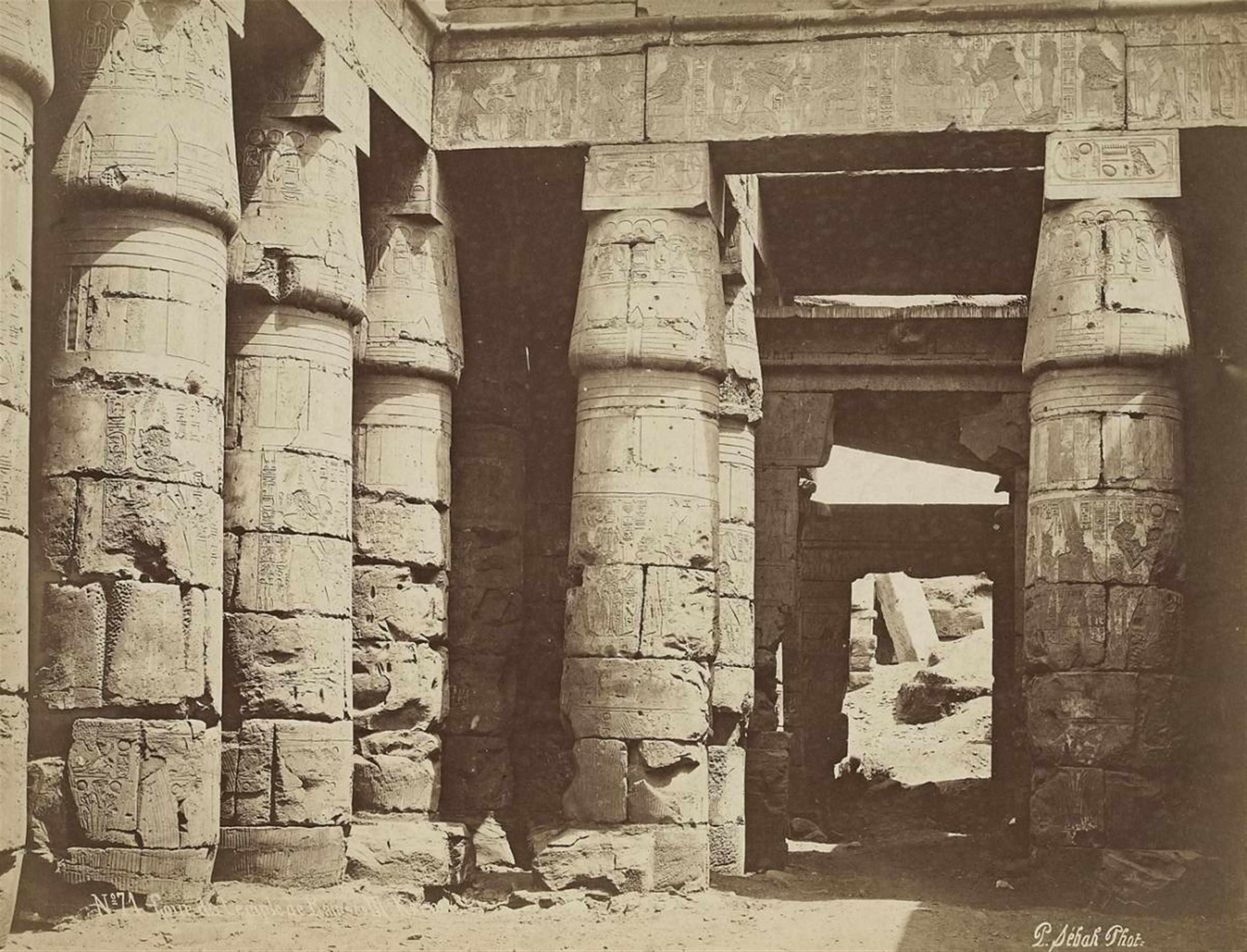 Pascal Sebah - Colossi of Memnon, Thebes. Medinet Habu, Thebes. Gate of Ptolemy III Euergetes, Karnak. Temple of Ramses III., Karnak. Hypostyle, Karnak. - image-4
