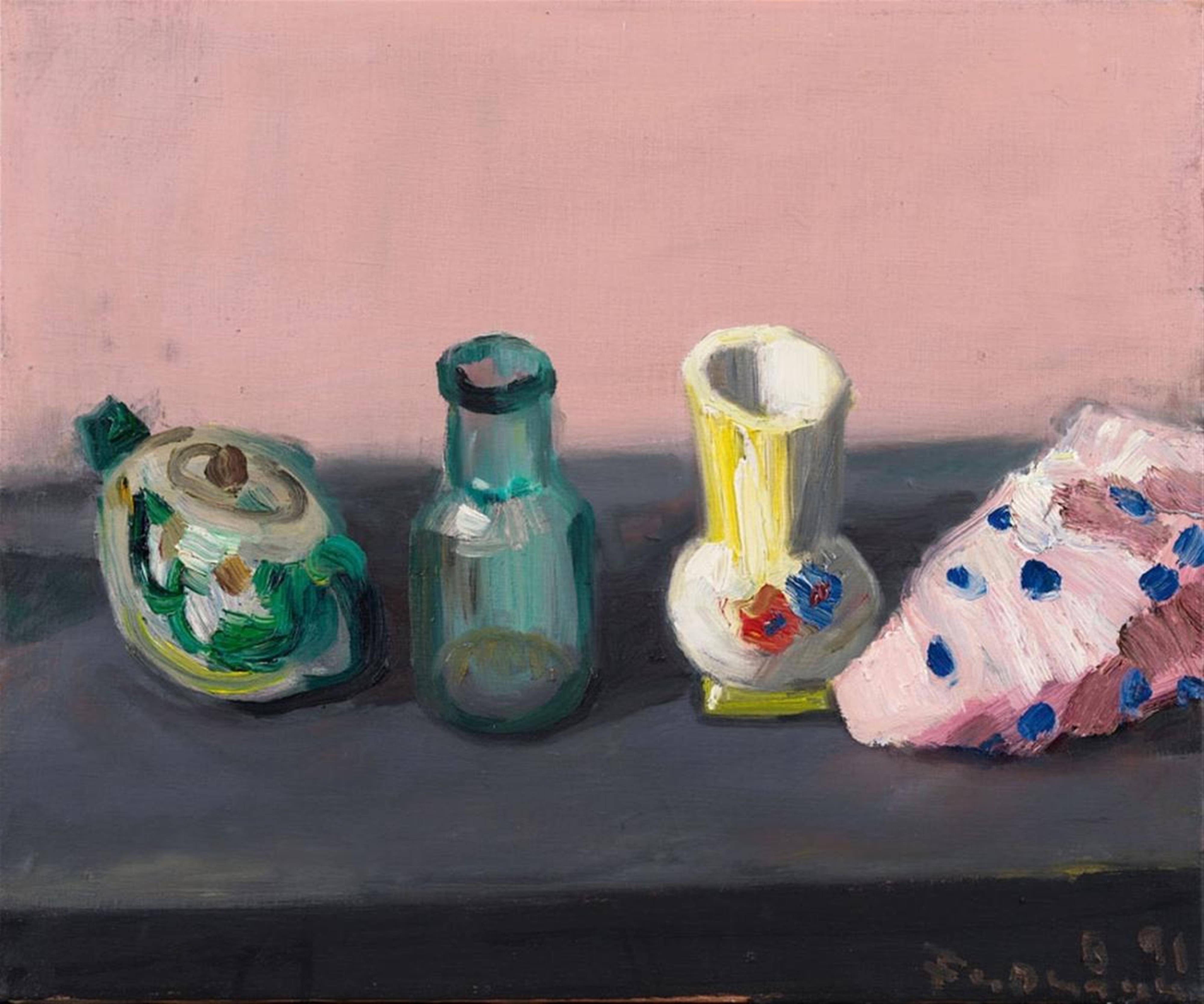 Klaus Fußmann - Untitled (still life with bottle and cloth) - image-1