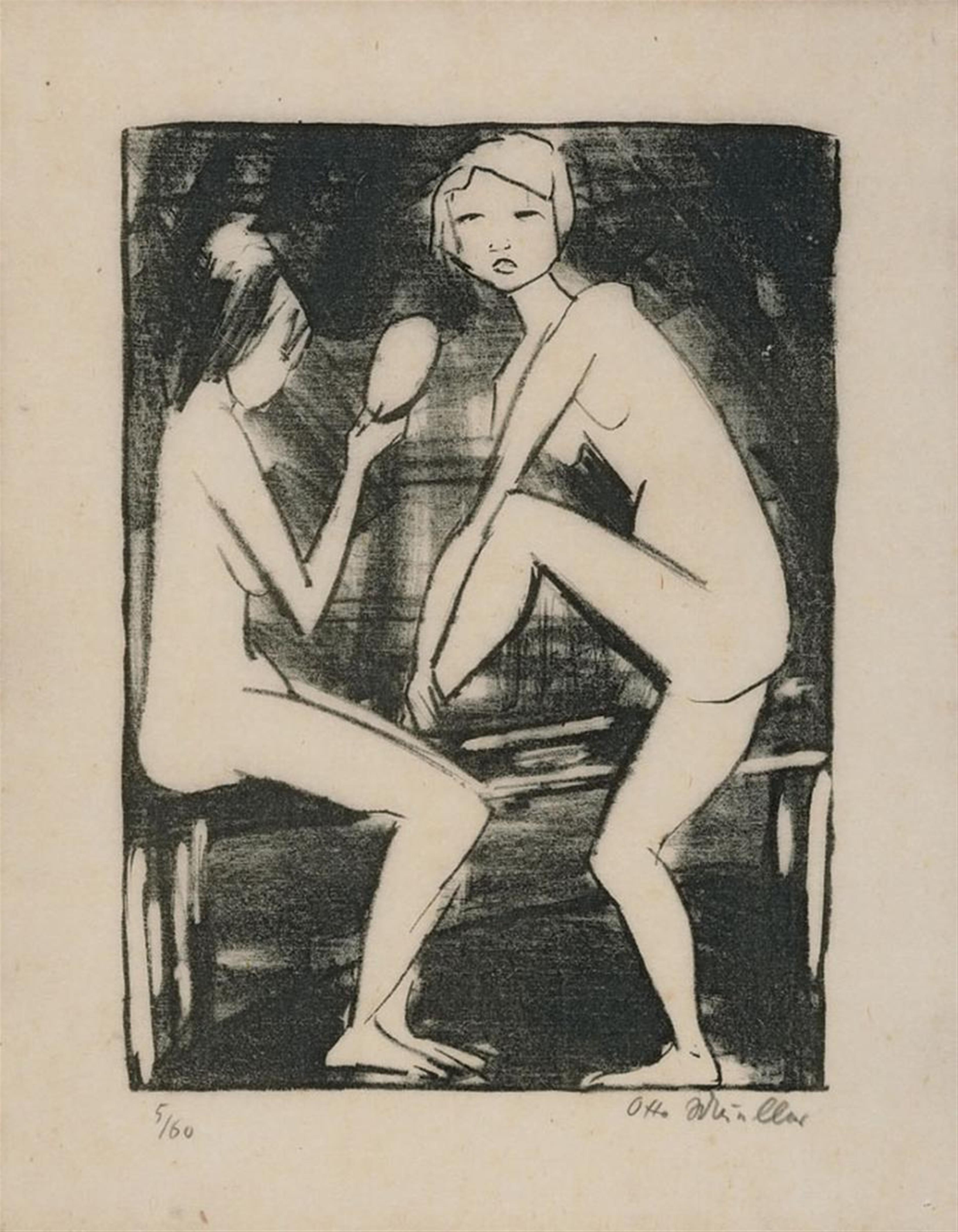 Otto Mueller - Zwei Mädchen mit Handspiegel - 2 (Two Girls with Hand Mirror - 2) - image-1