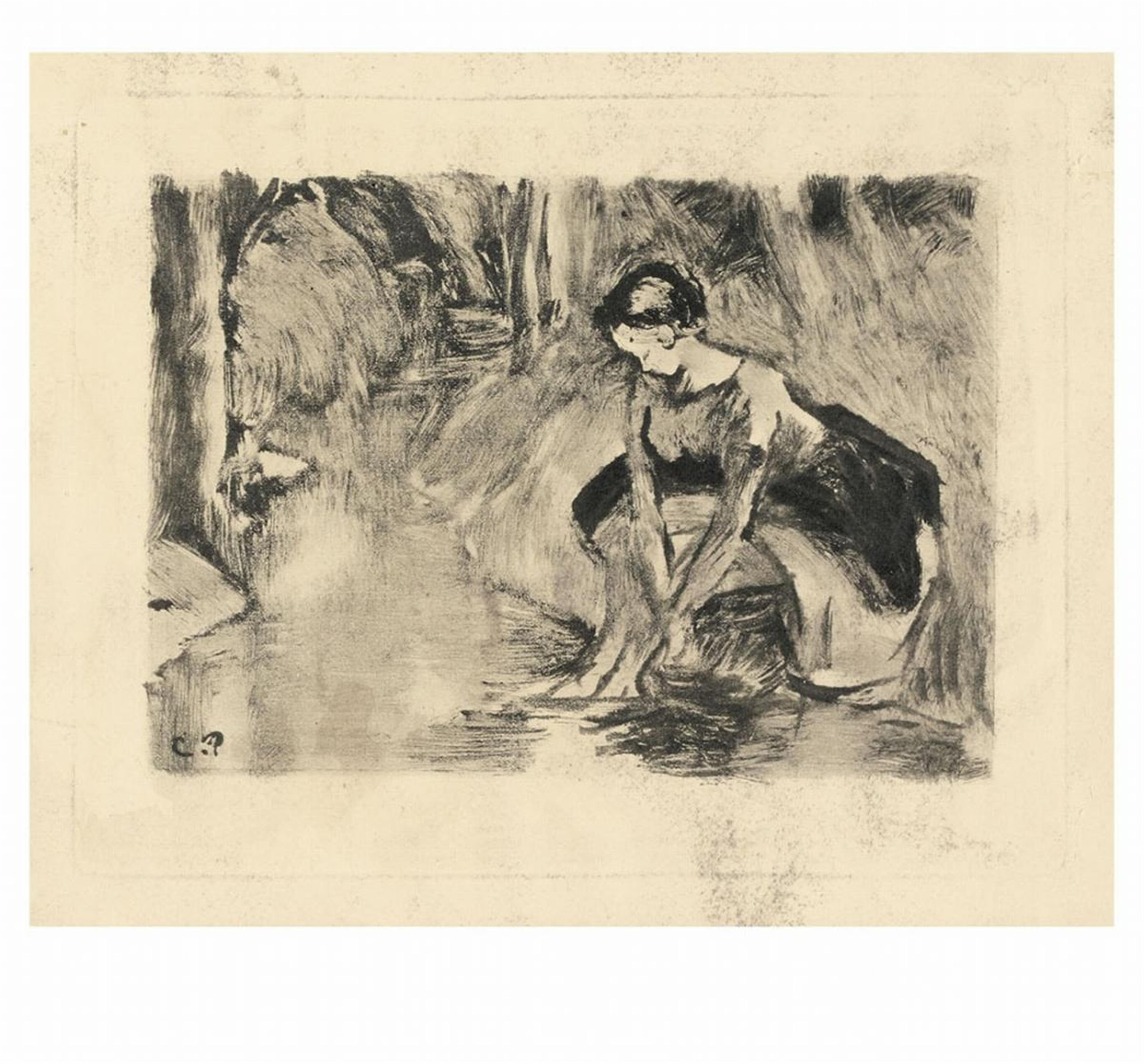 Camille Pissarro - Bauernmädchen, die Füße waschend (Farm Girl washing her Feet) - image-1