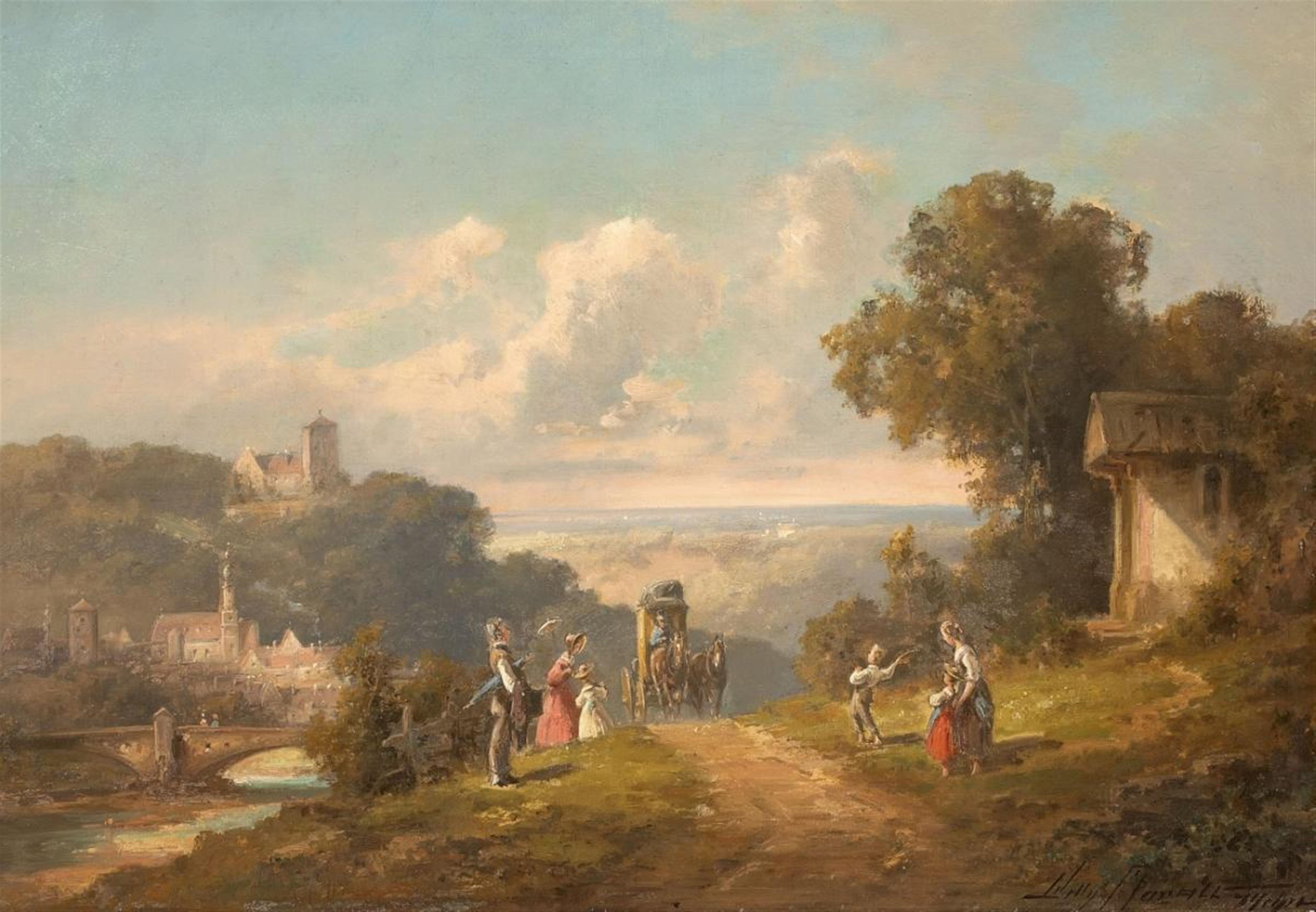 Willy Moralt - ROMANTIC LANDSCAPE WITH COACH - image-1