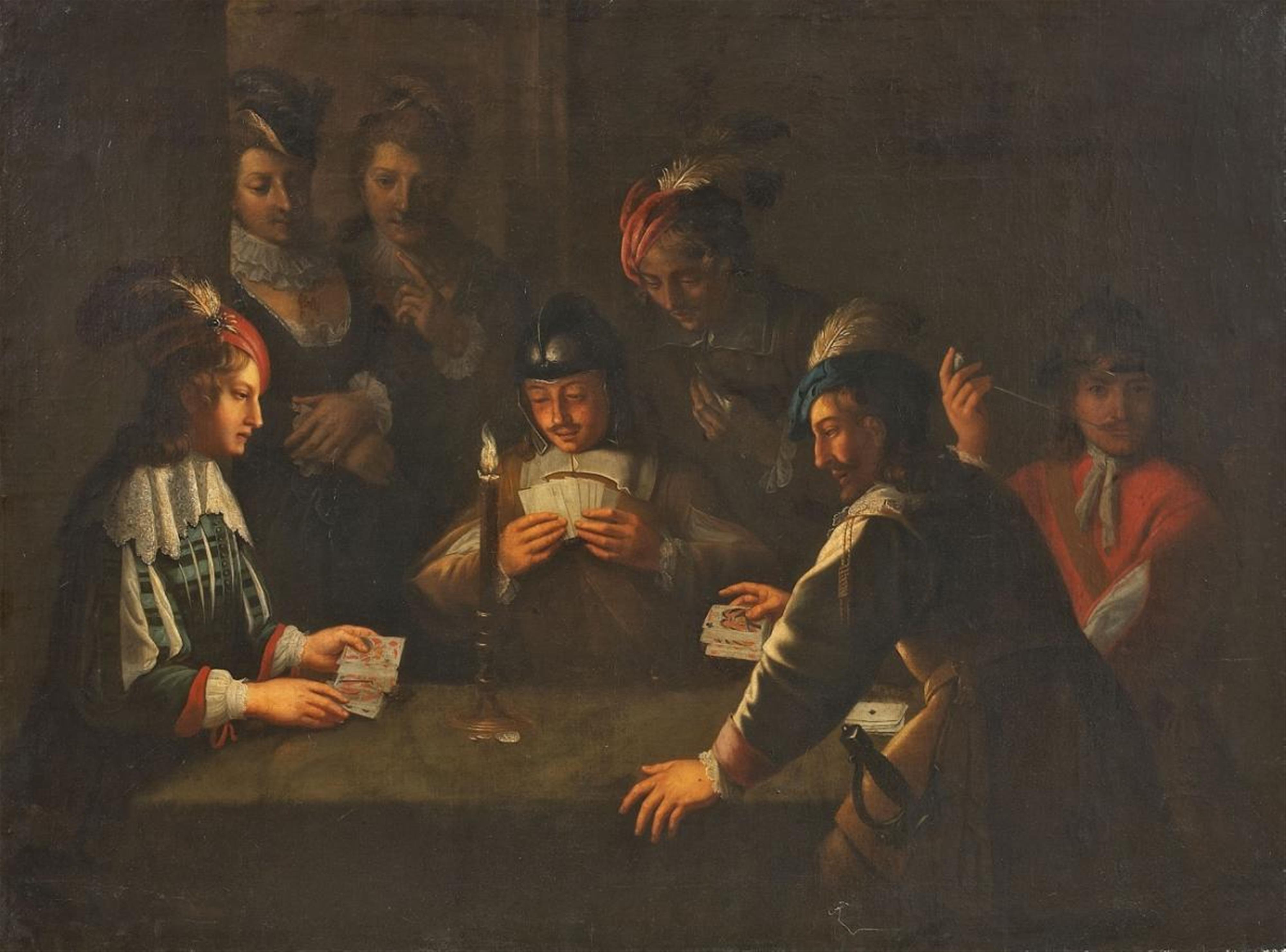 Wolfgang Heimbach, follower of - CARD PLAYERS IN THE CANDLELIGHT - image-1