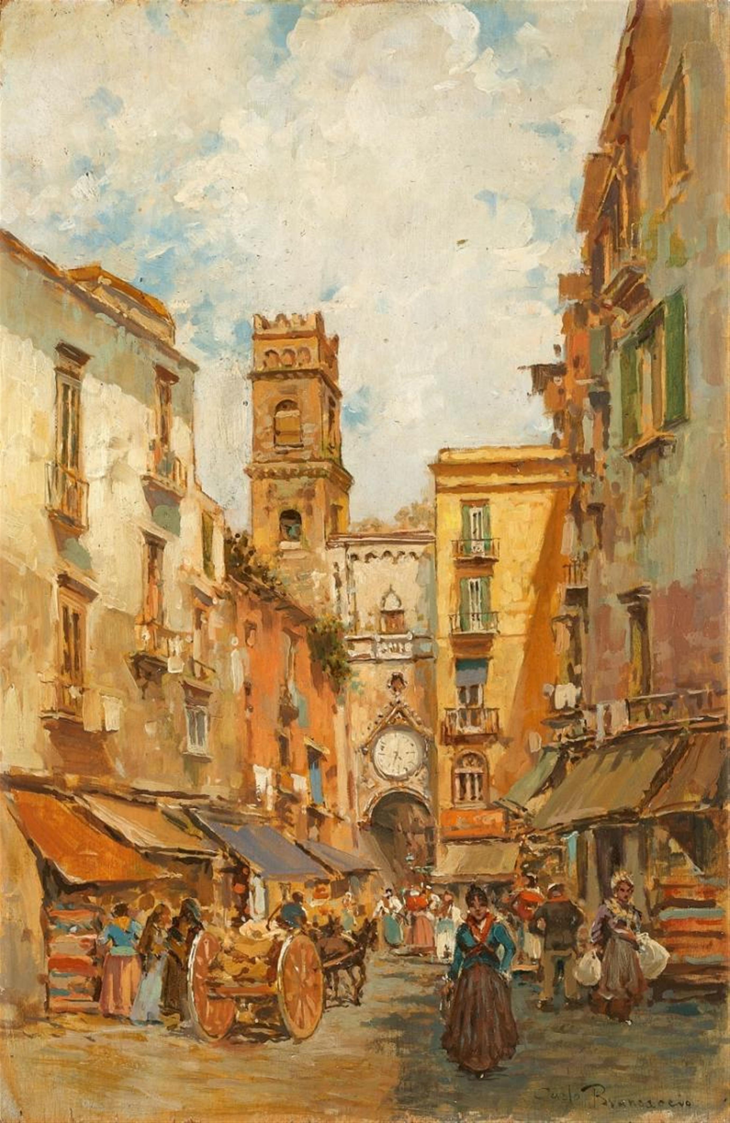 Carlo Brancaccio - A STREET IN NAPLES WITH SANT'ELIGIO MAGGIORE - image-1
