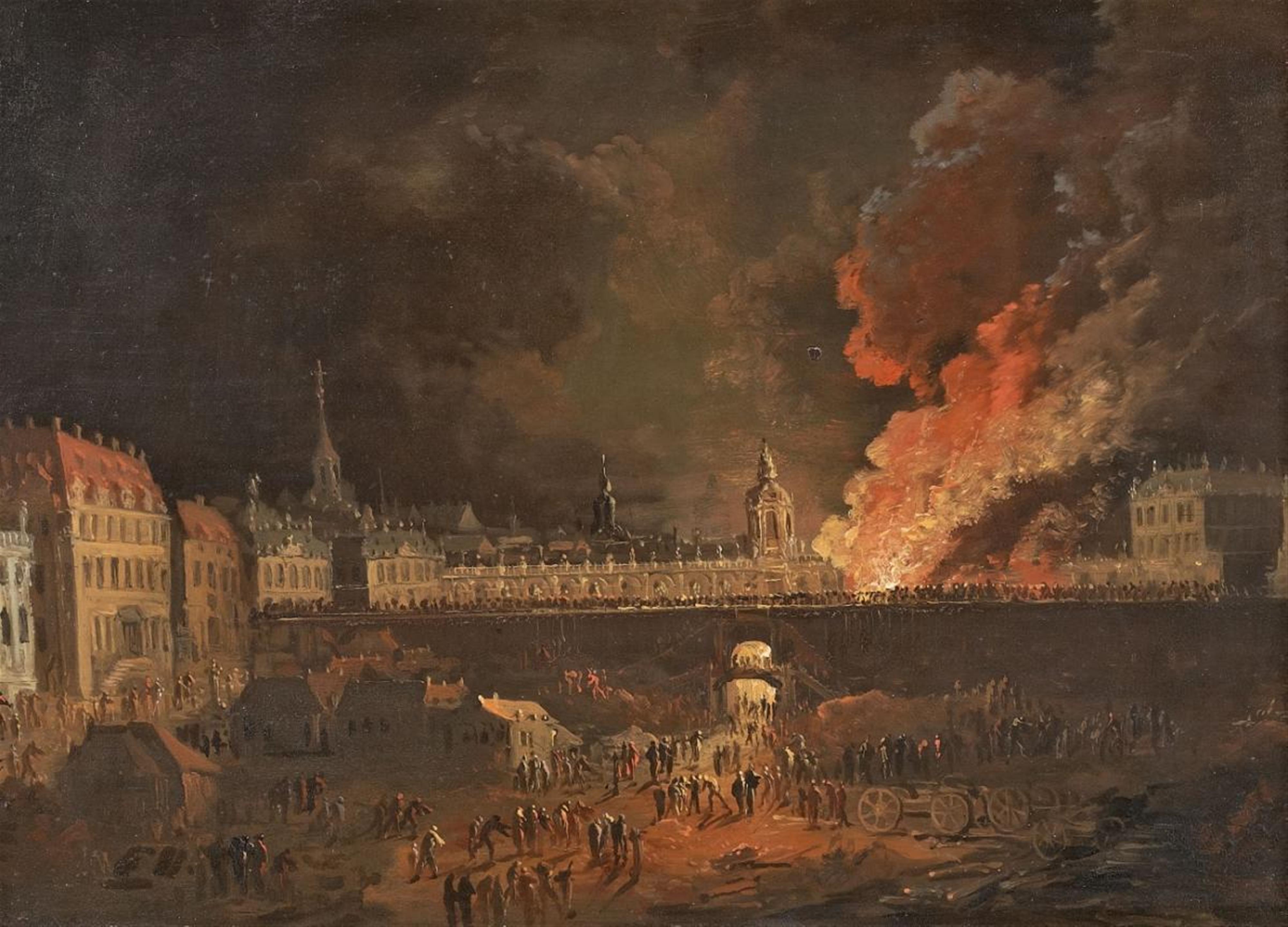 German School, 18th century - A FIRE IN THE ZWINGER IN DRESDEN - image-1