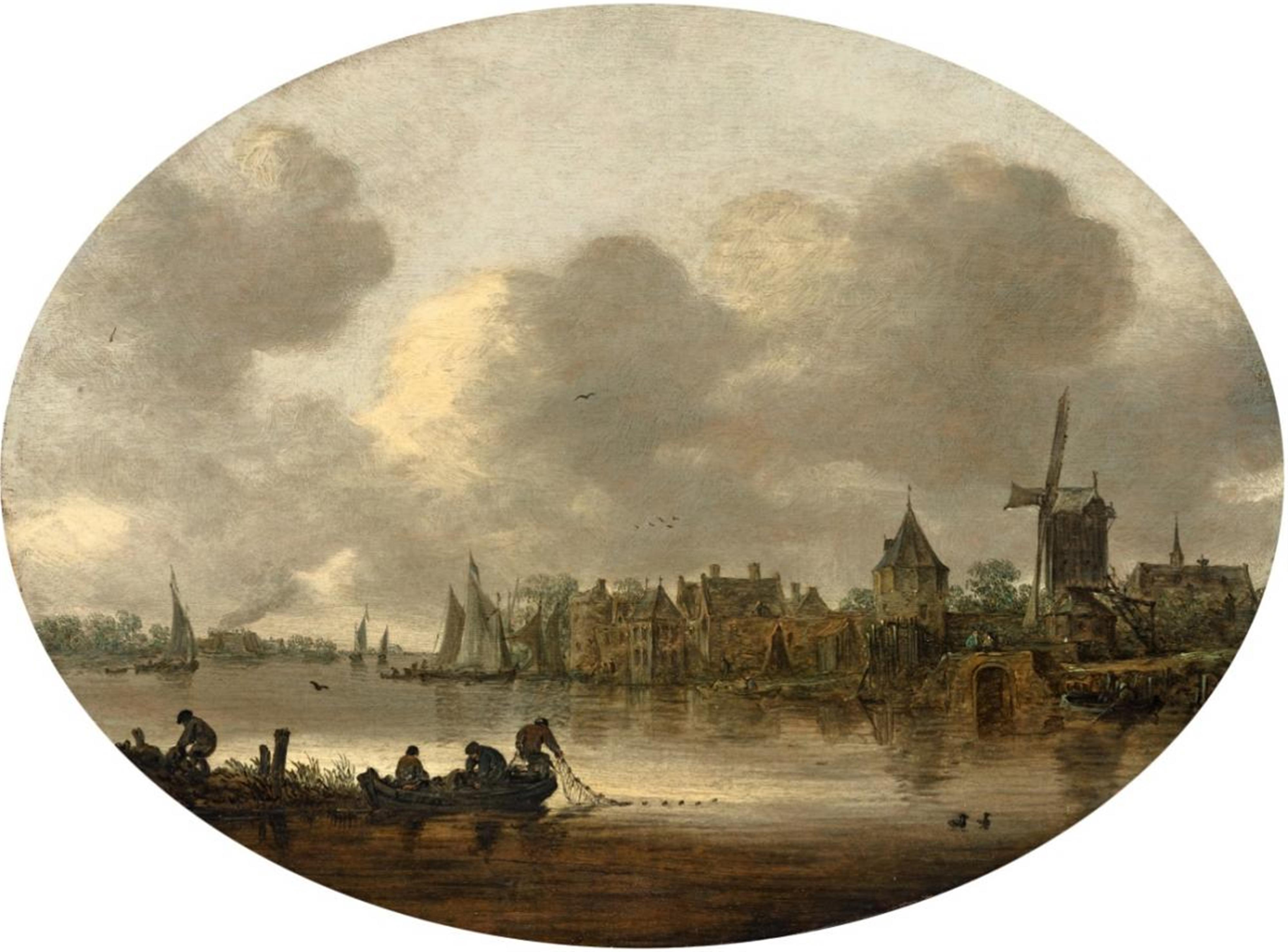 Jan van Goyen - RIVER LANDSCAPE WITH A WINDMILL - image-1