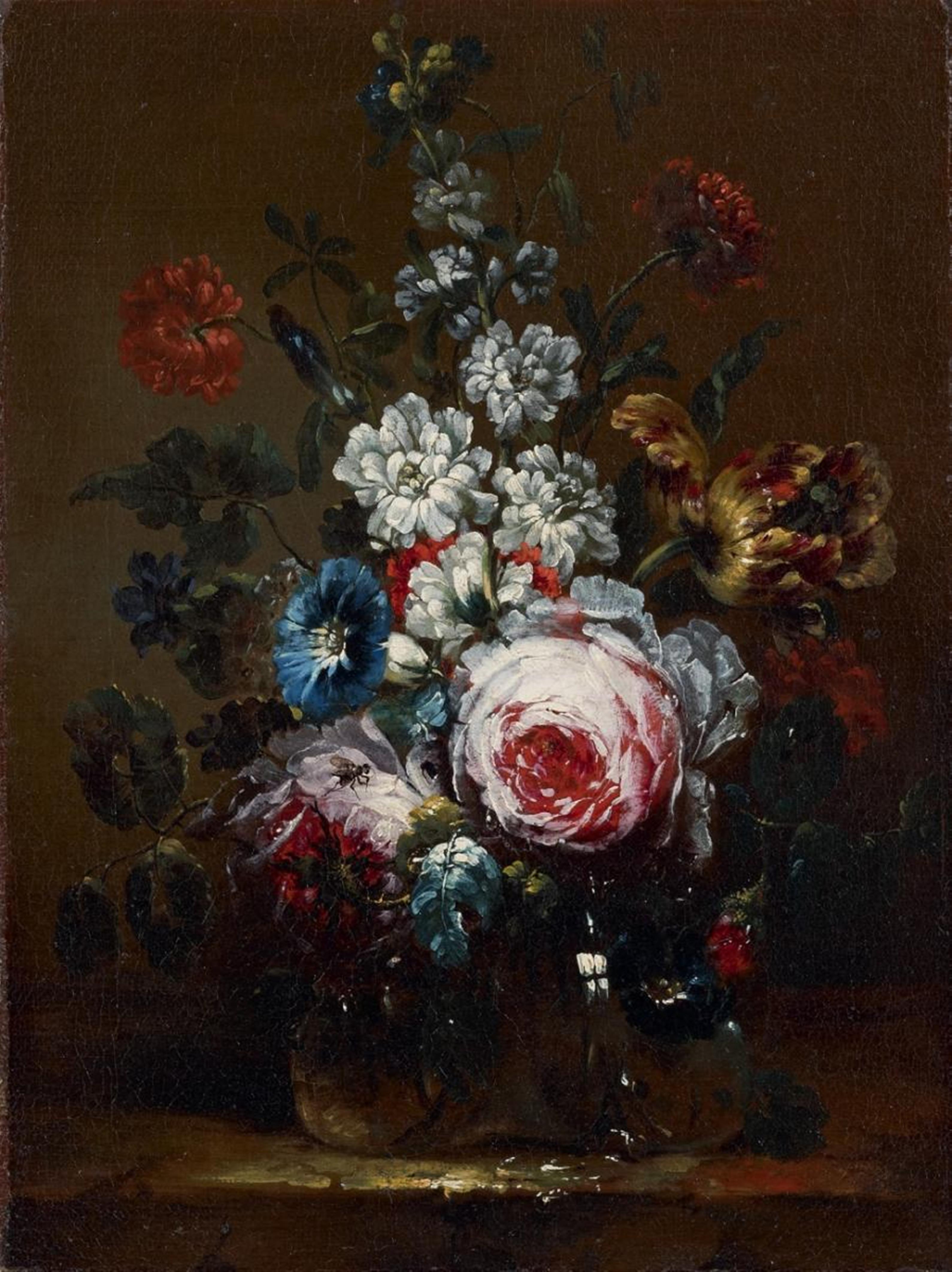 Nicolas Baudesson - ROSES, BINDWEED, TULIP, LARKSPUR AND OTHER FLOWERS IN A VASE - image-1