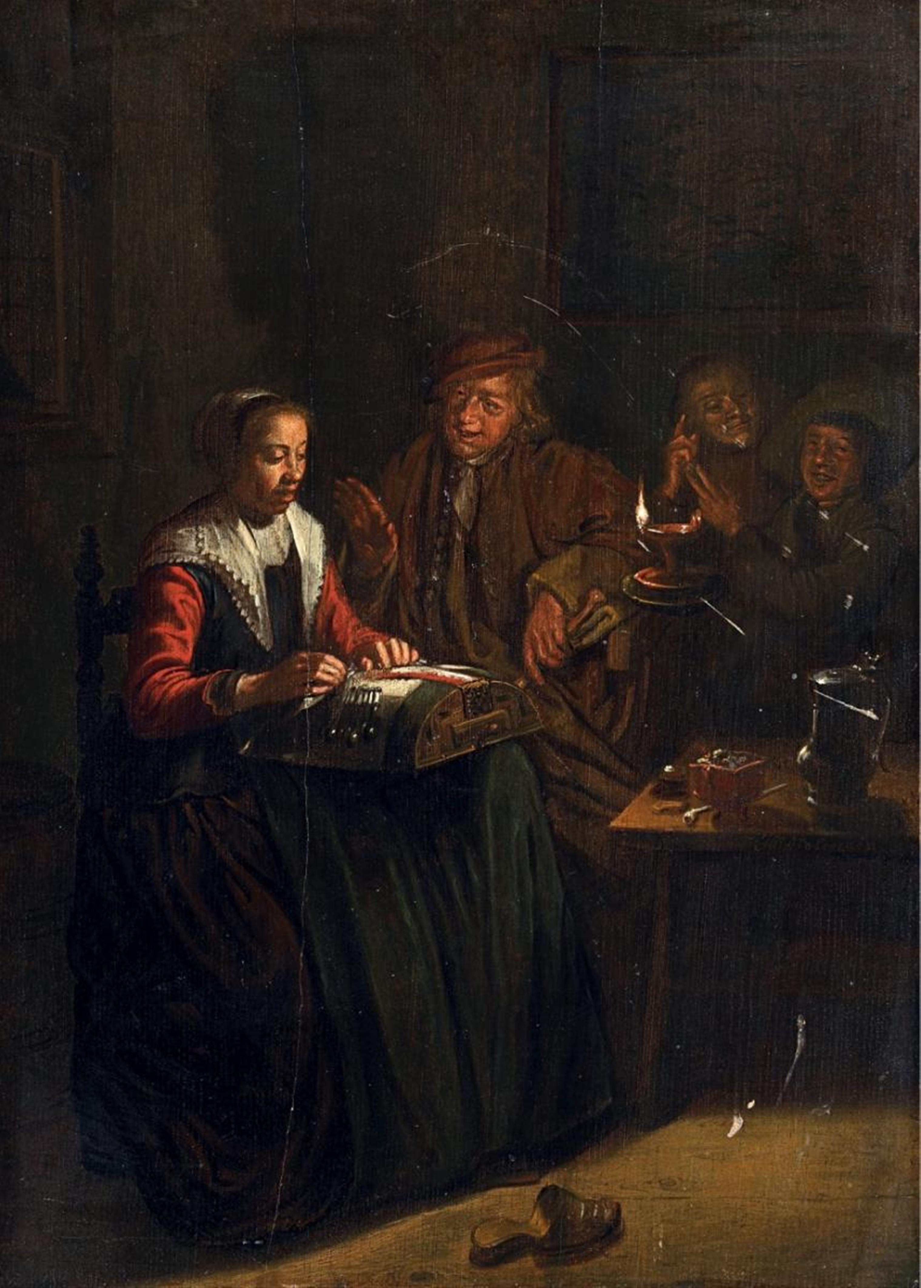 Jan Miense Molenaer - INTERIOR WITH A PILLOW LACE MAKER - image-1