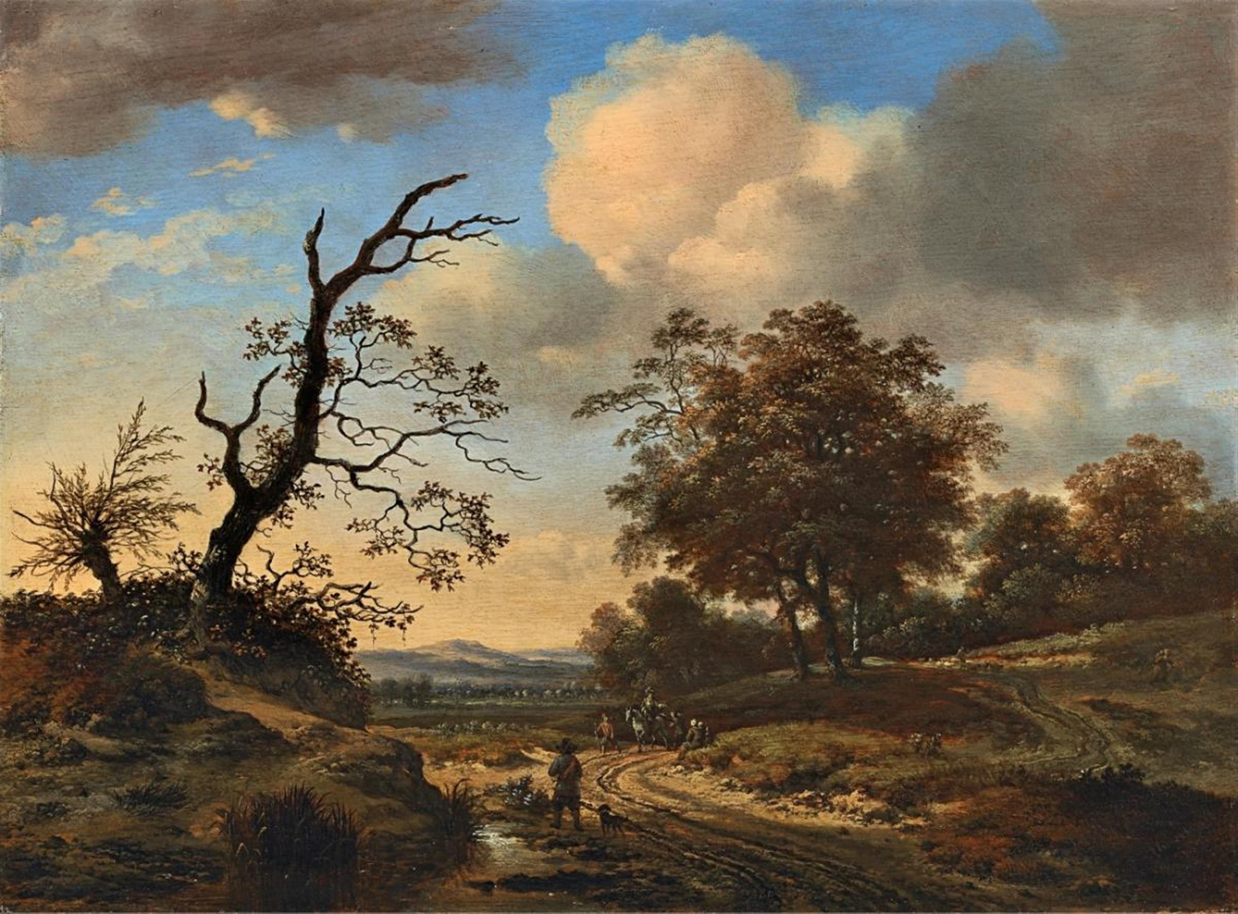Jan Wijnants - LANDSCAPE WITH A STREET AT THE EDGE OF THE FOREST - image-1
