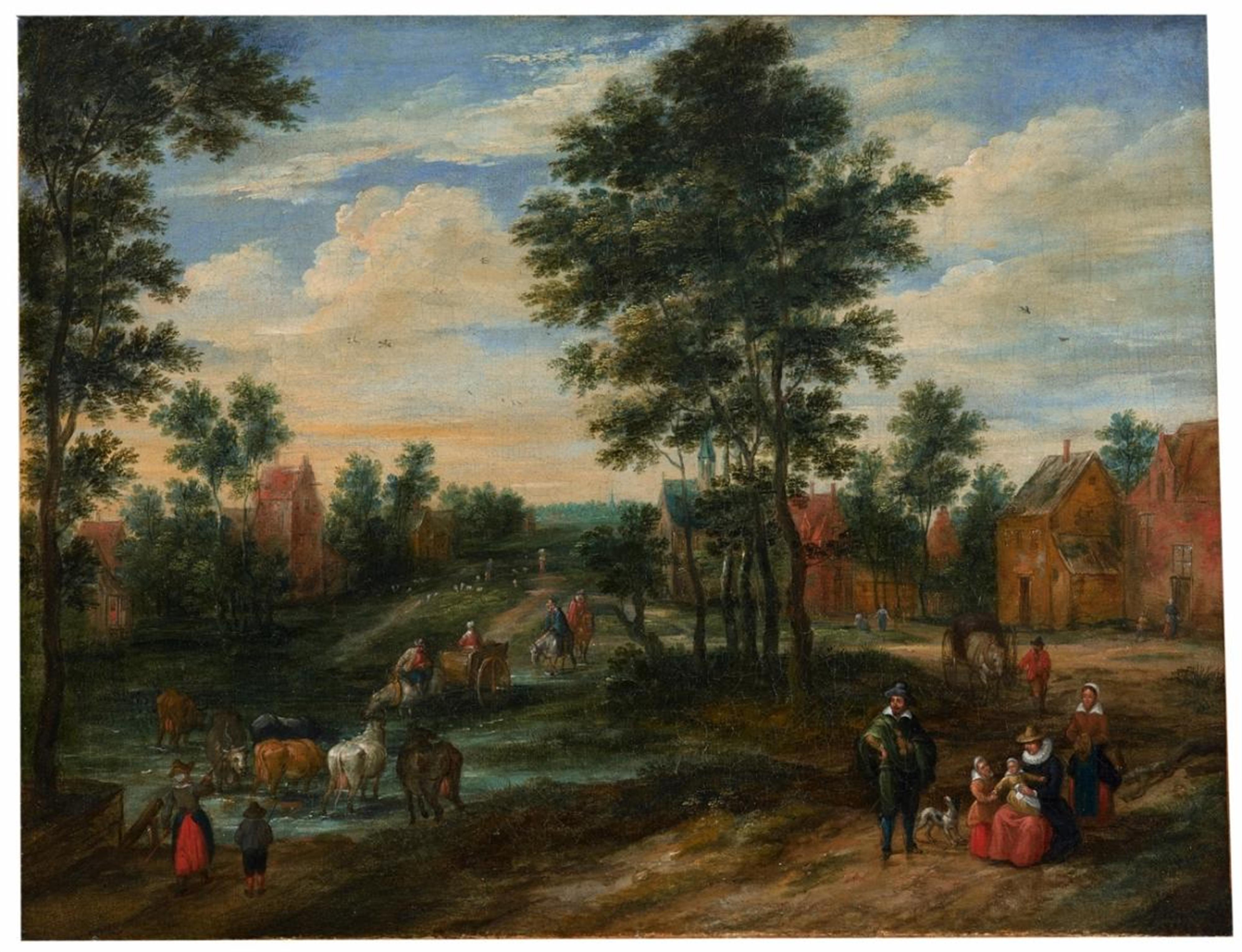 Flemish School of the late 17th century - VILLAGE SCENE - image-1