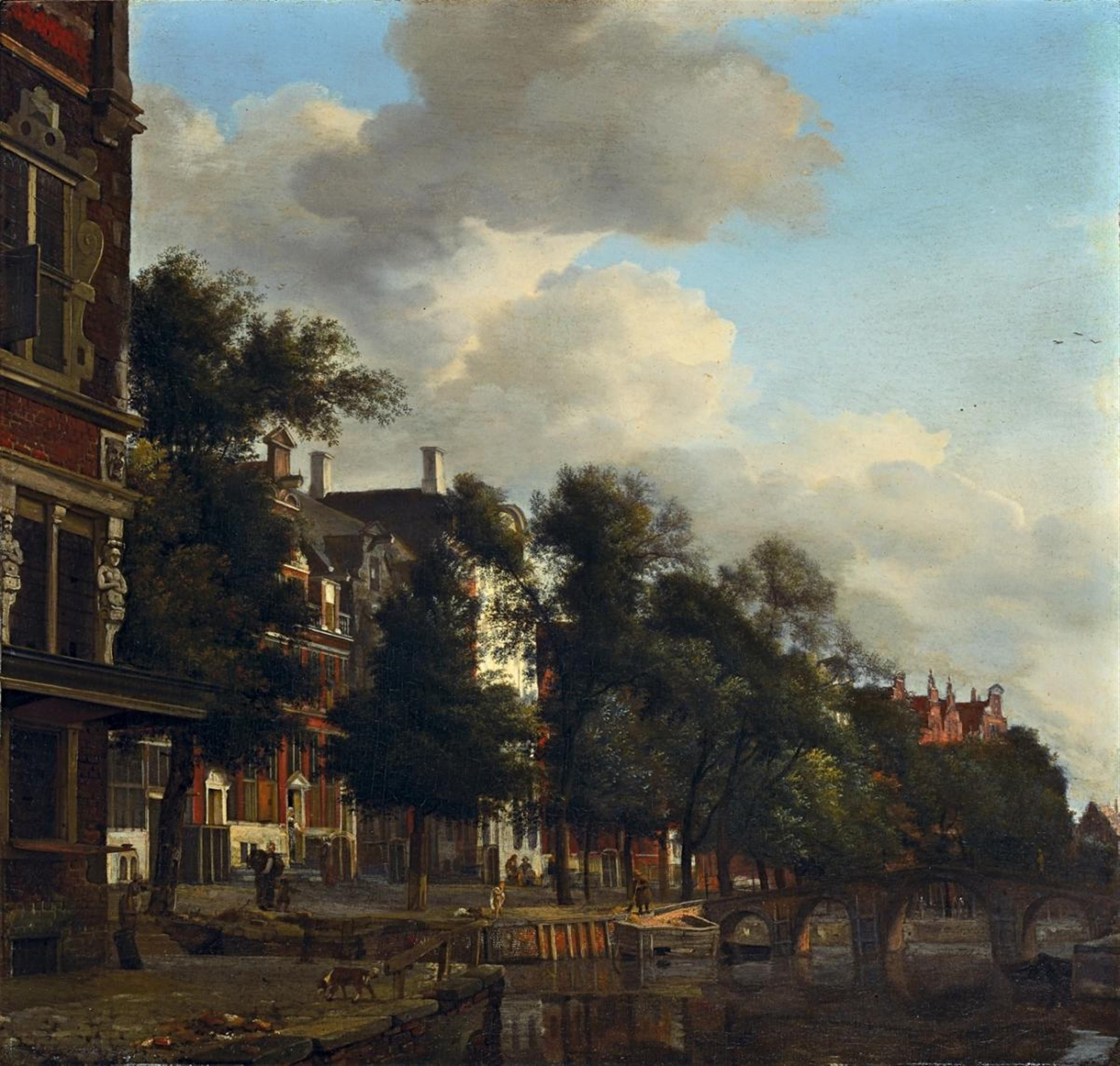 Jan van der Heyden - VIEW OF A GRACHT IN AMSTERDAM - image-1