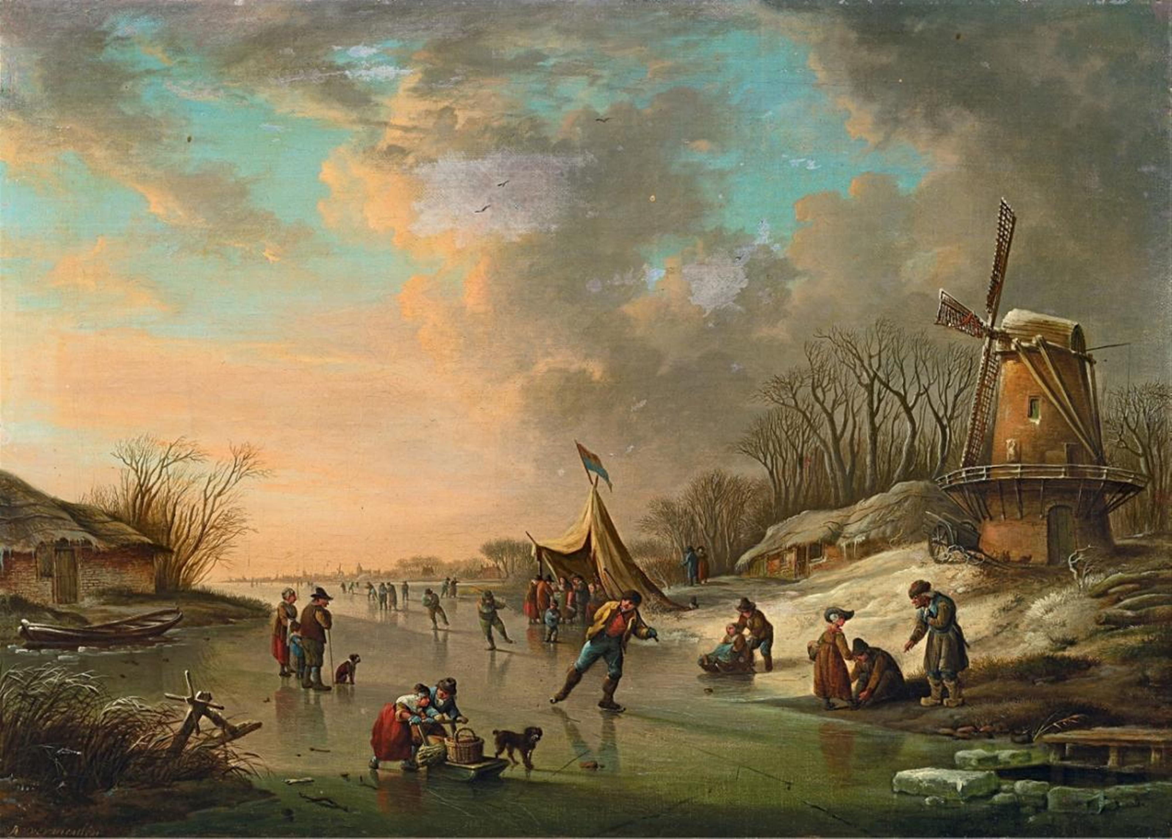 Andries Vermeulen - LANDSCAPE WITH CANAL AND SKATERS - image-1