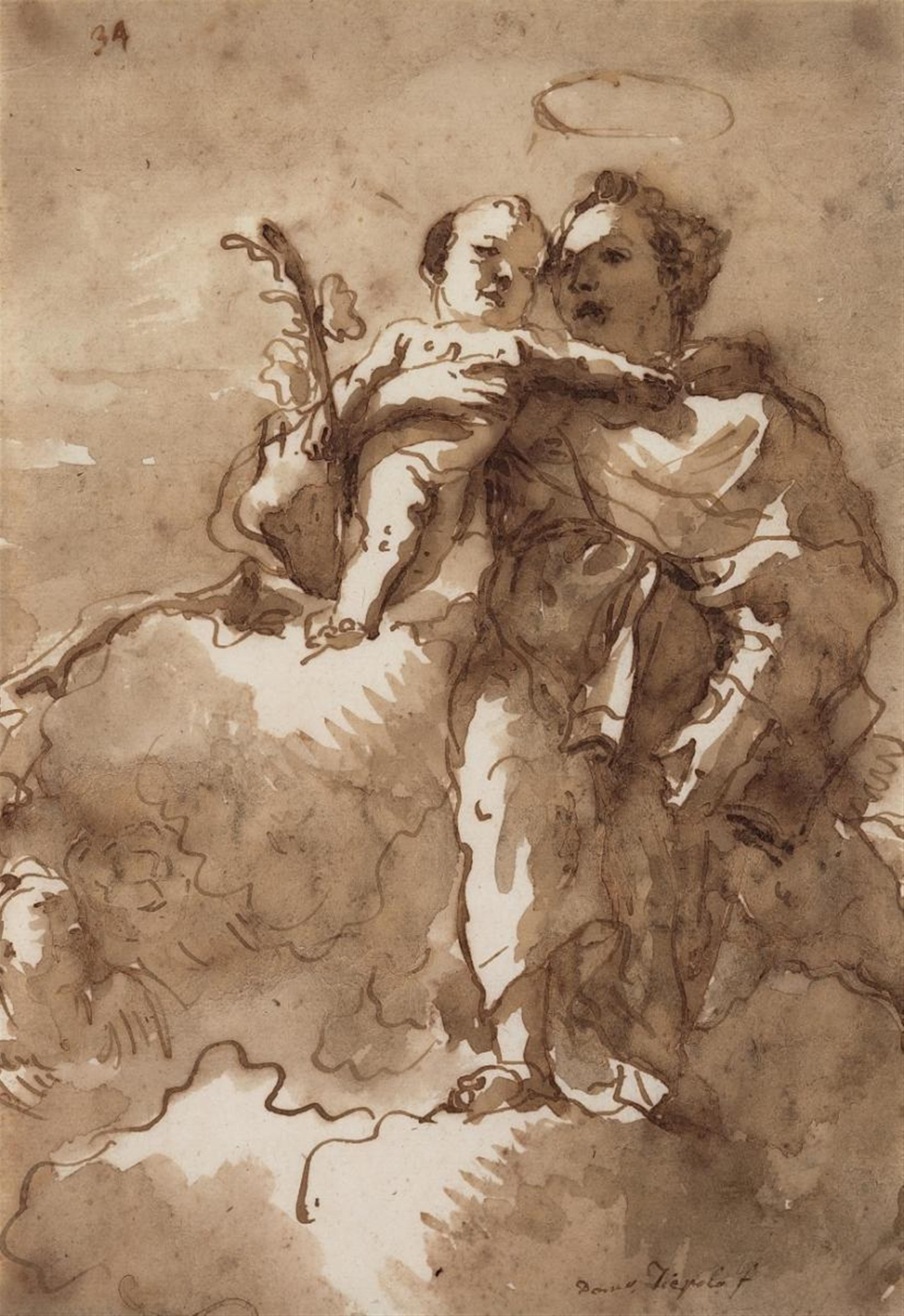 Giovanni Domenico Tiepolo - THE SAINT ANTHONY WITH THE INFANT JESUS - image-1