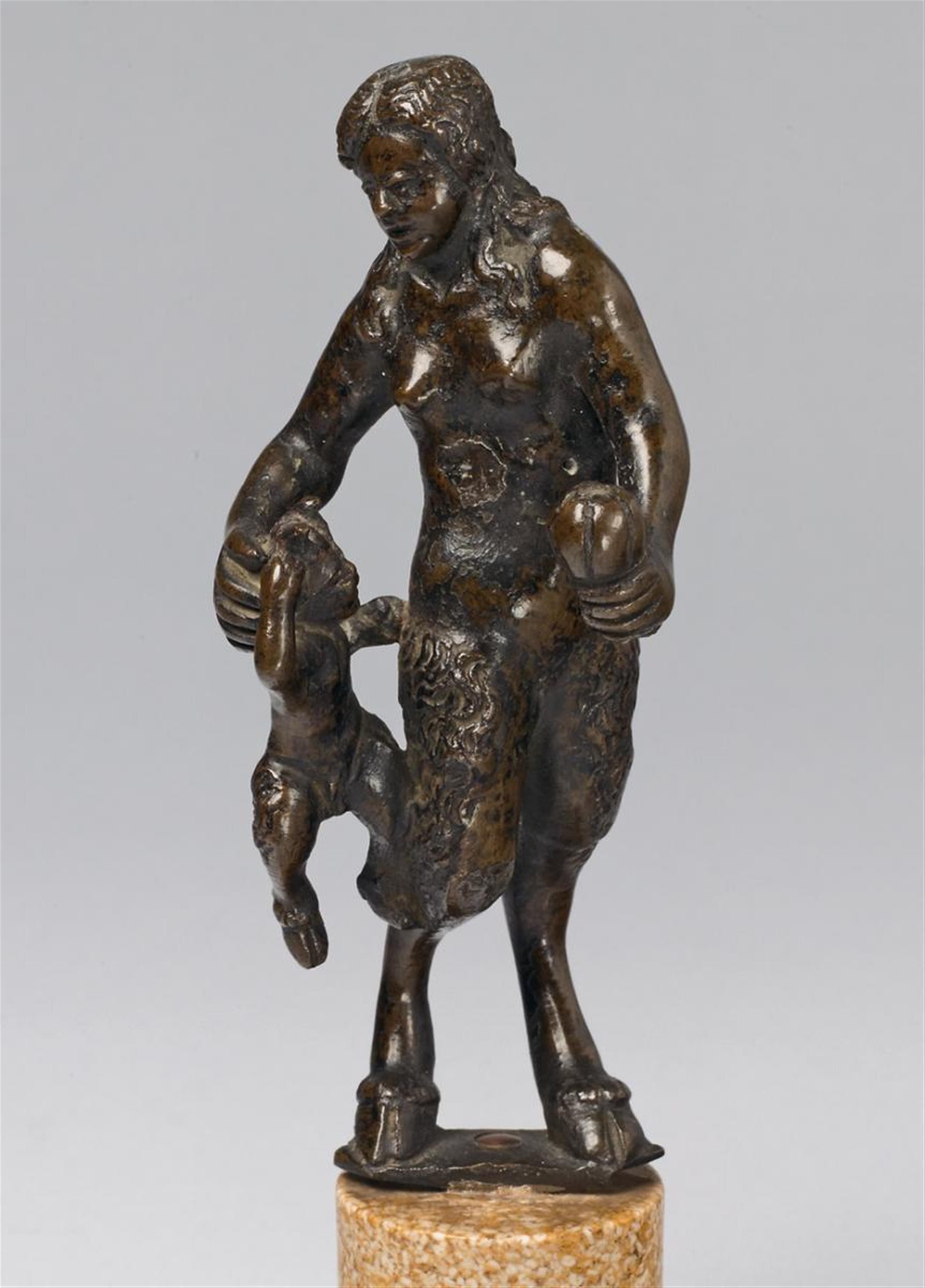 A BRONZE FIGURE OF A FEMALE SATYR WITH AN INFANT SATYR - image-1