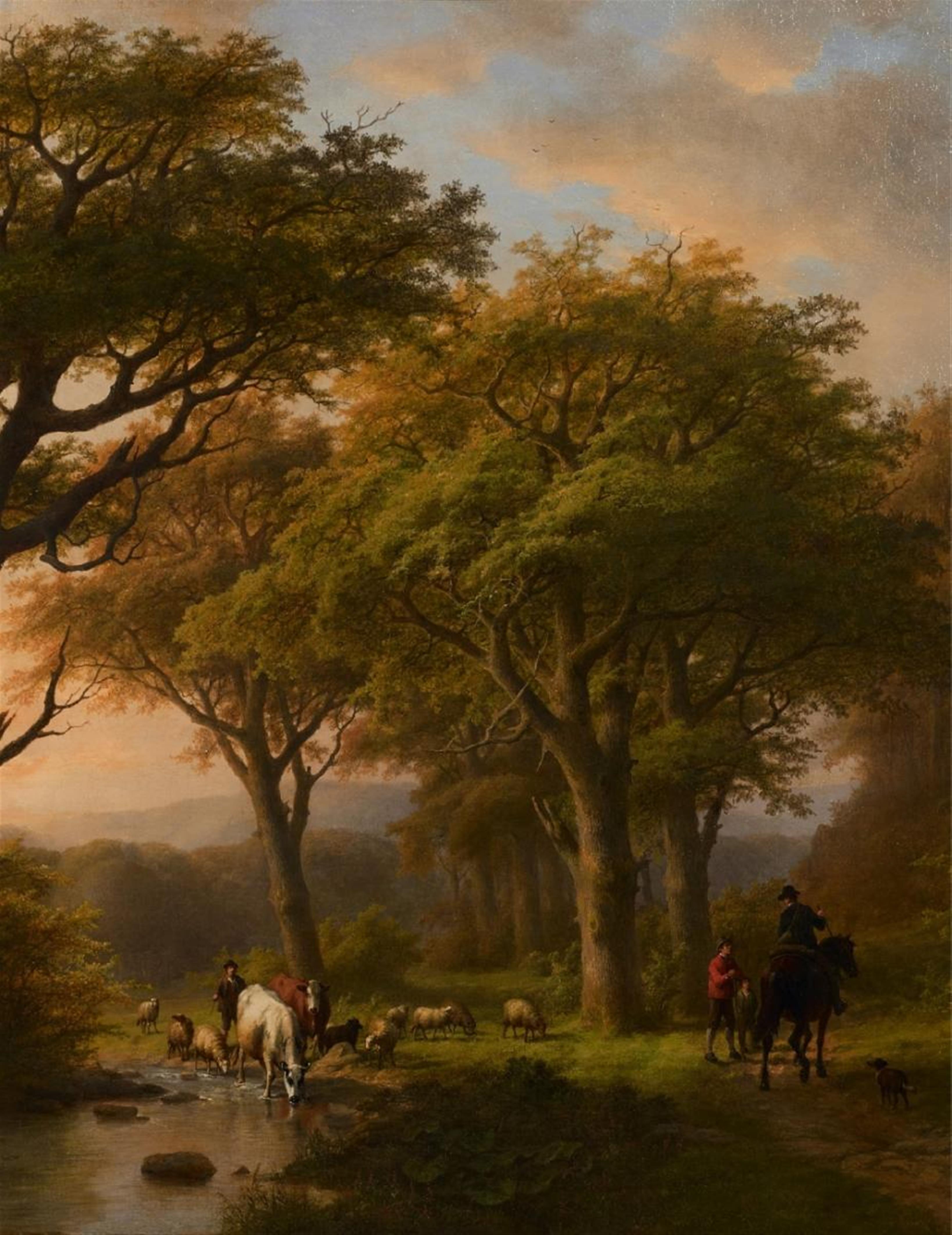 Johann Bernhard Klombeck - SUMMER LANDSCAPE WITH A SHEPHERD AND WANDERERS - image-2