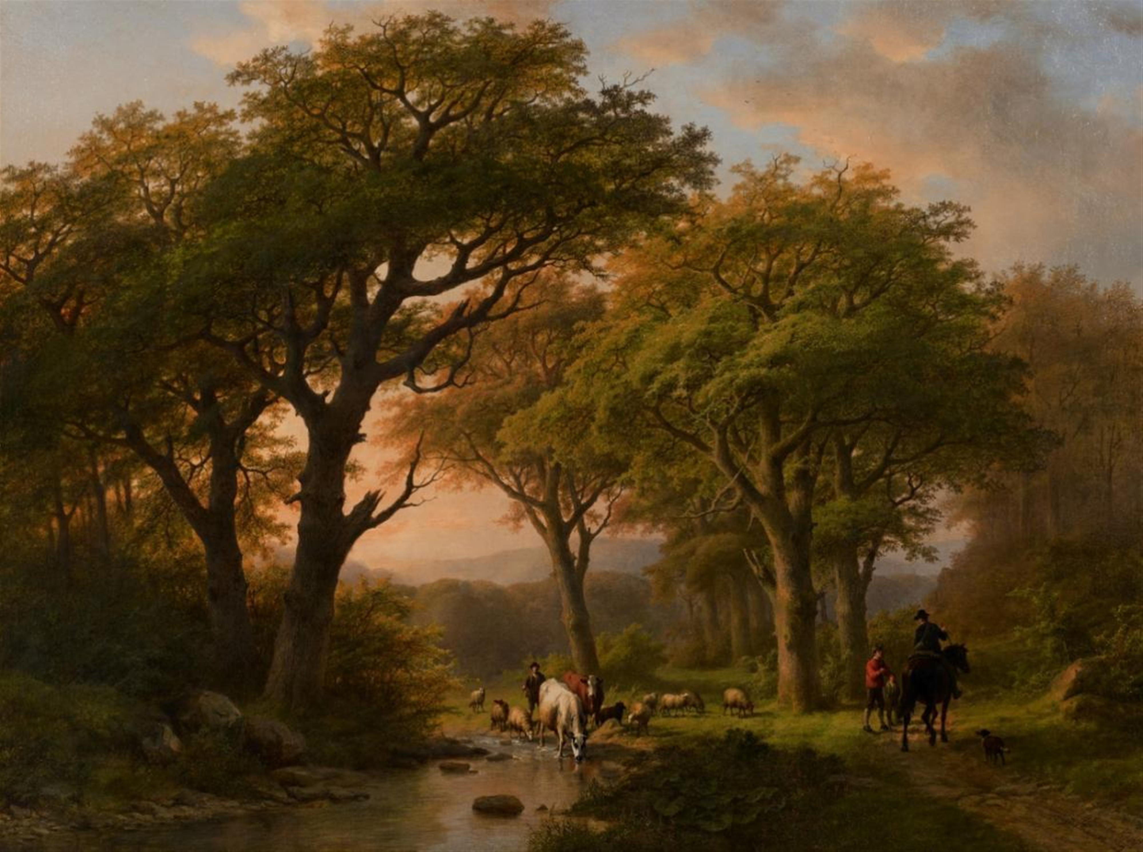 Johann Bernhard Klombeck - SUMMER LANDSCAPE WITH A SHEPHERD AND WANDERERS - image-1
