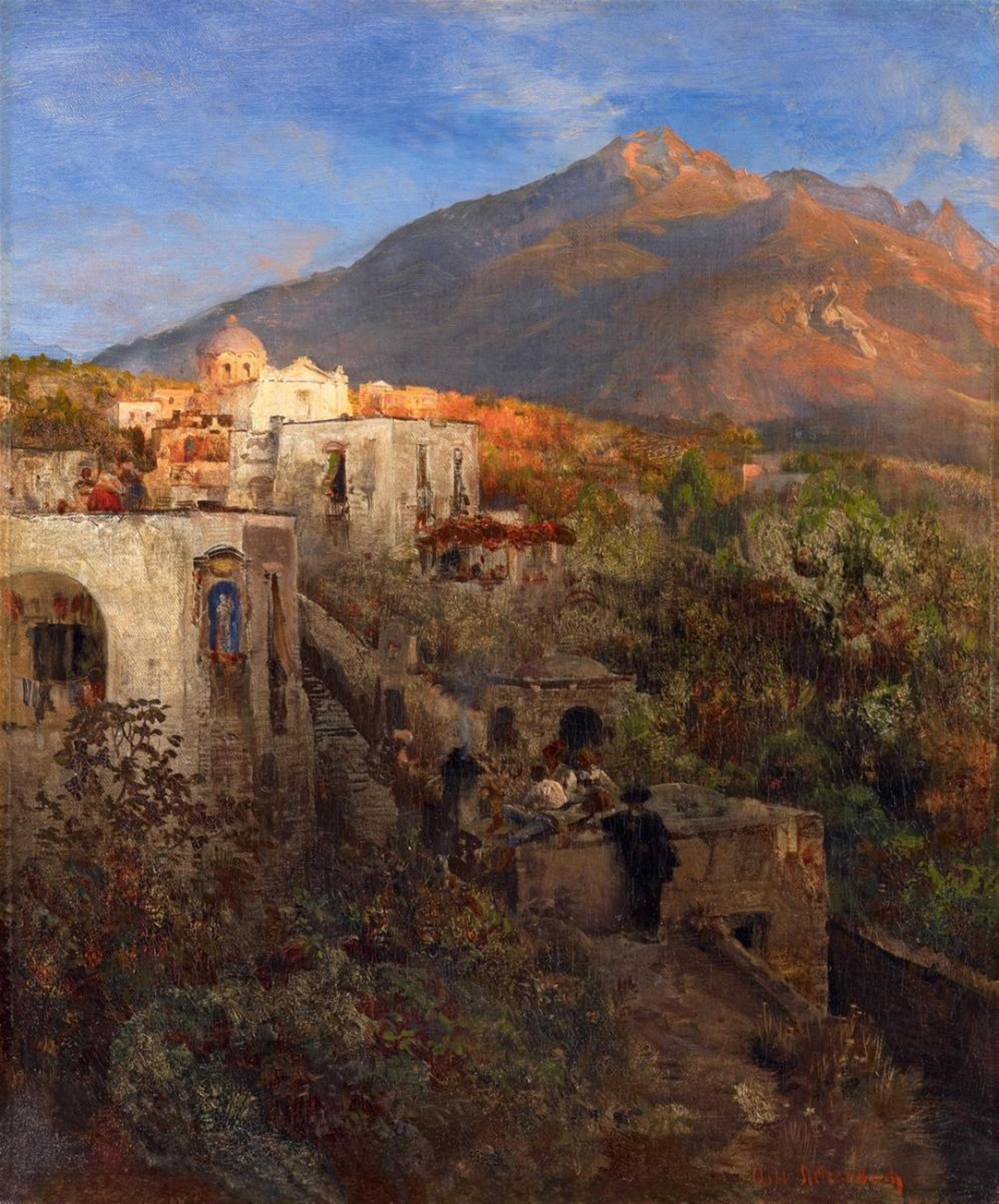 Oswald Achenbach - EVENING IN ISCHIA WITH VIEW ON THE MONTE EPOMEO - image-1