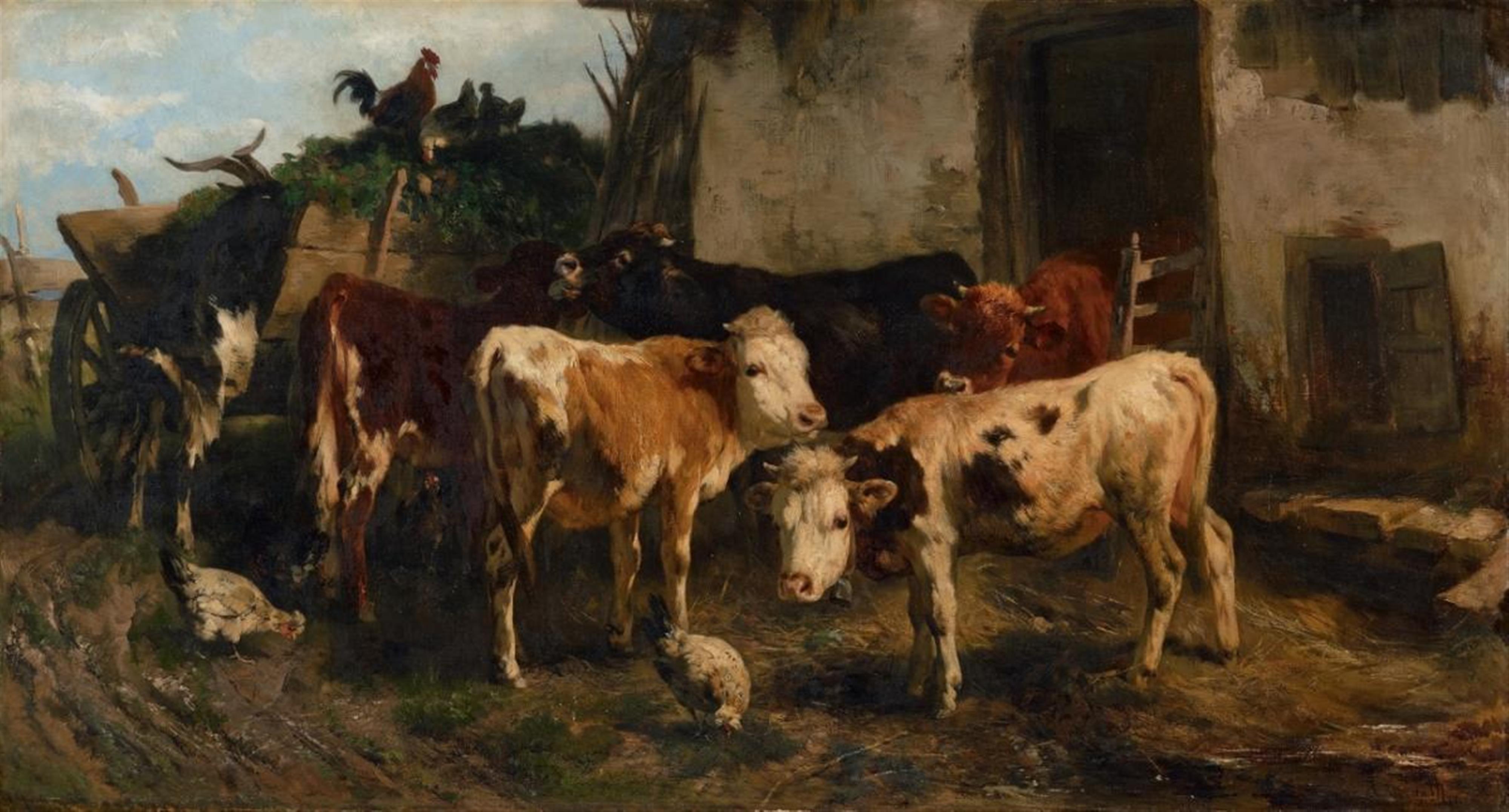 Anton Braith - CATTLE AT A WATERING PLACE - image-1