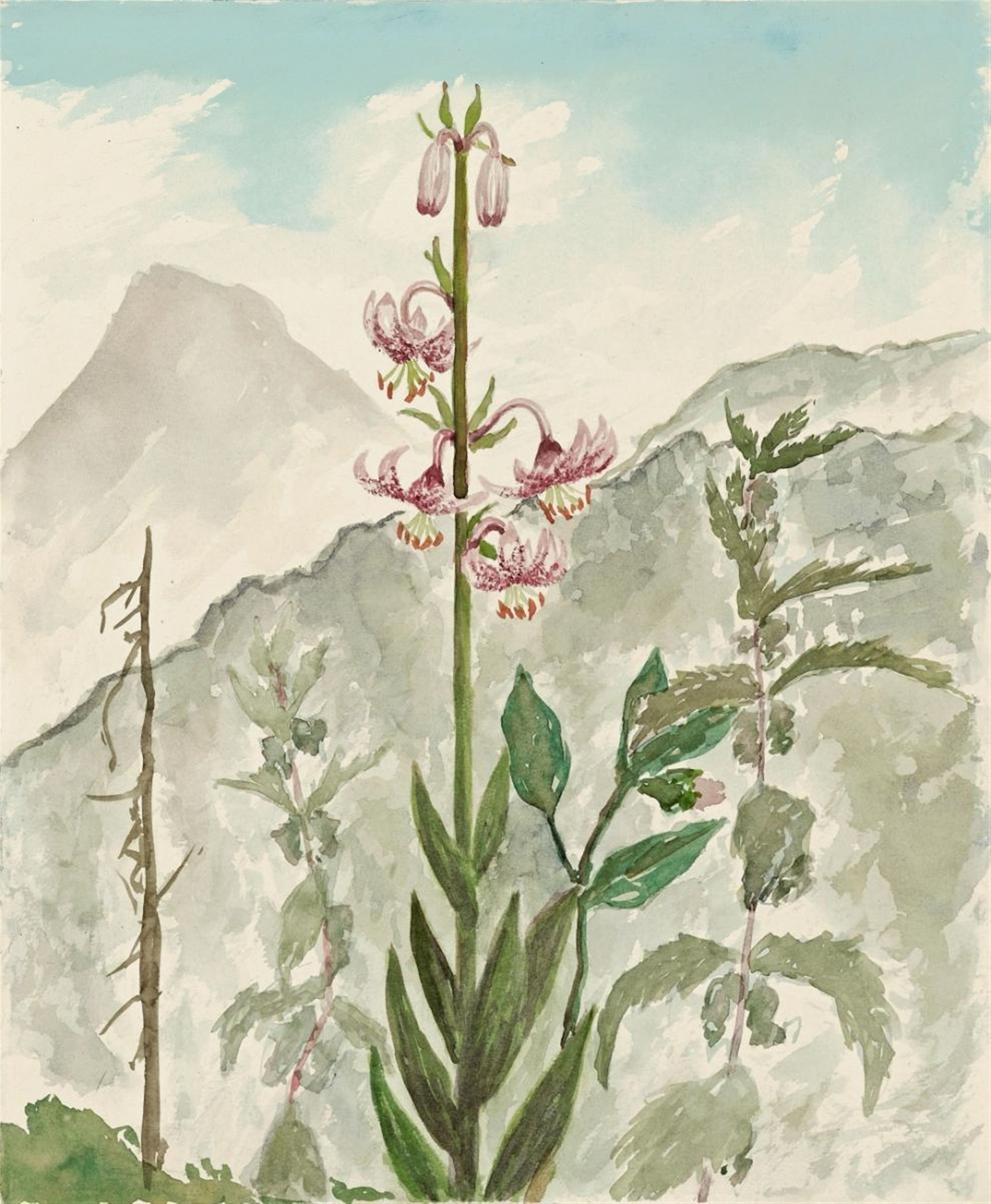 Christian Schad - Rote Lilie vor Gebirgsmassiv: Valepp (Red Lily against Mountain Massif: Valepp) - image-1