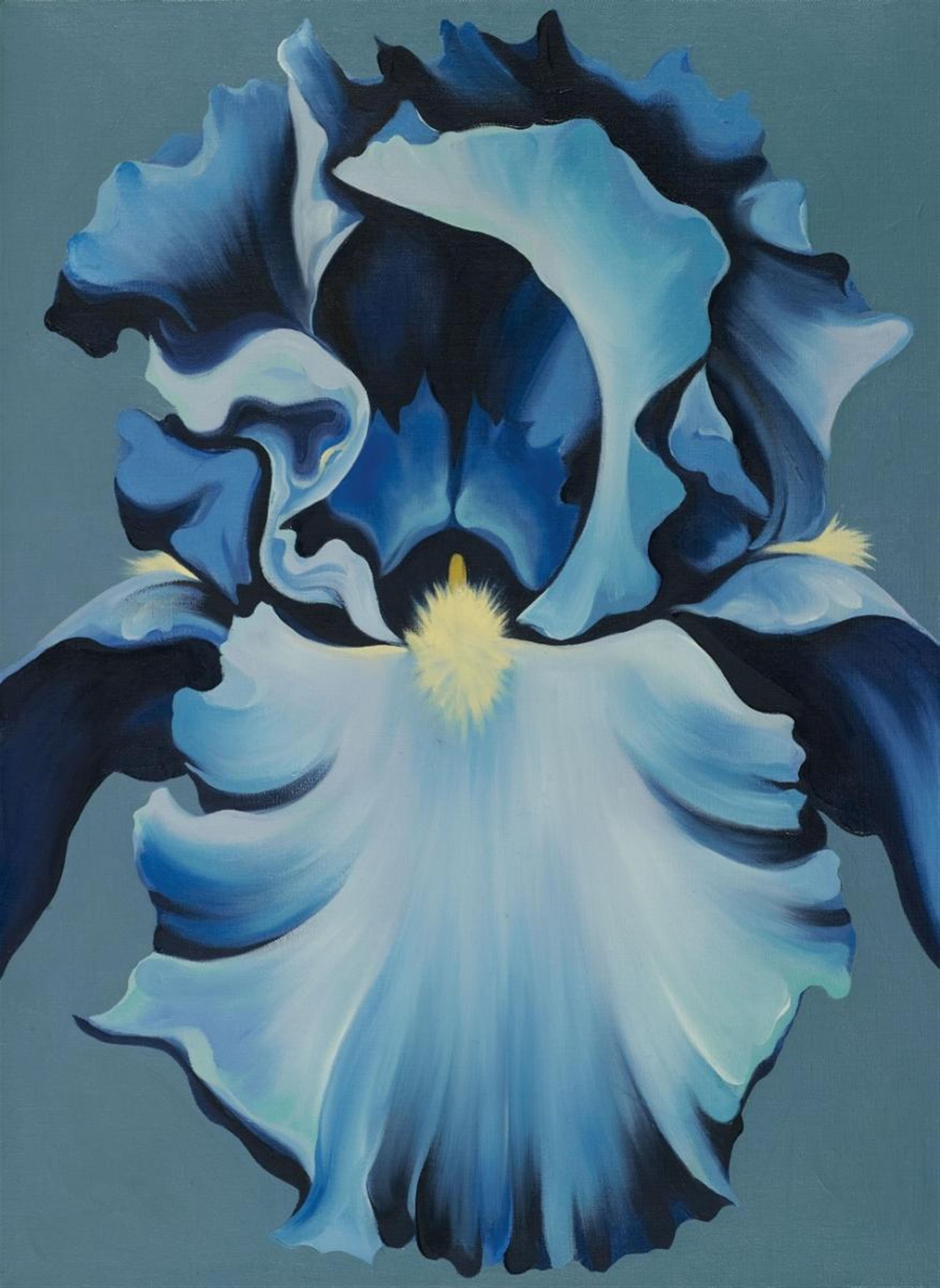 Lowell Nesbitt - BLUE IRIS ON GREY - image-1