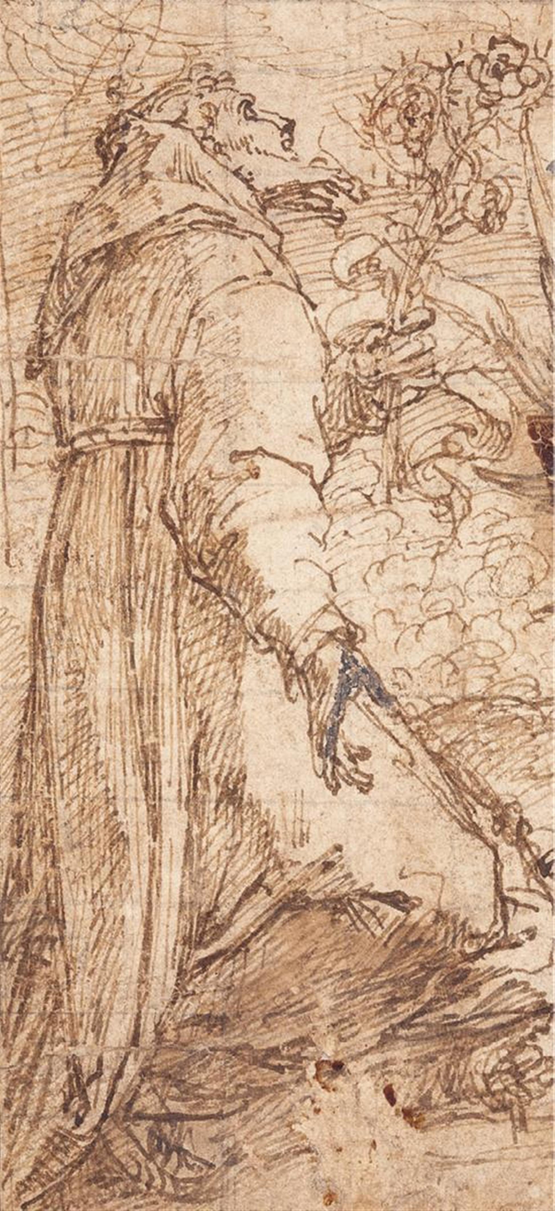 Italienischer Meister um 1600 - KNIEENDER MÖNCH - image-1