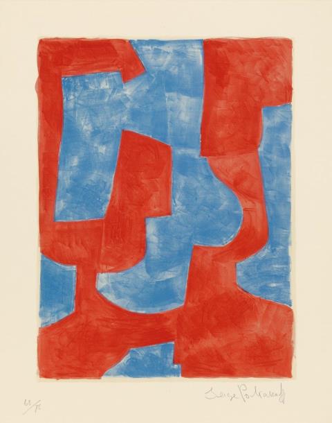 Serge Poliakoff - Composition bleue et rouge