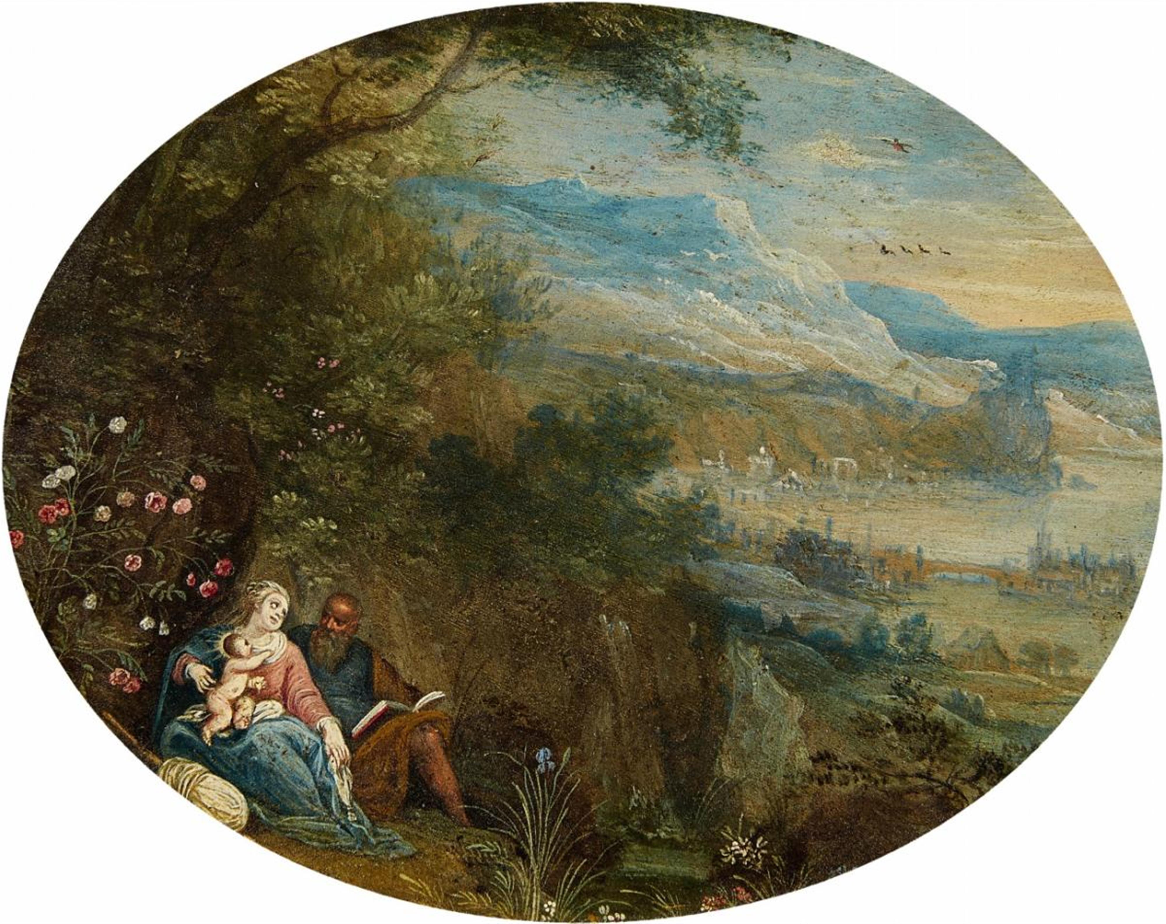 Flämischer Meister des 17. Jahrhunderts - Landschaft mit Rast auf der Flucht nach Ägypten Landschaft mit Wandel der Hl. Familie - image-1