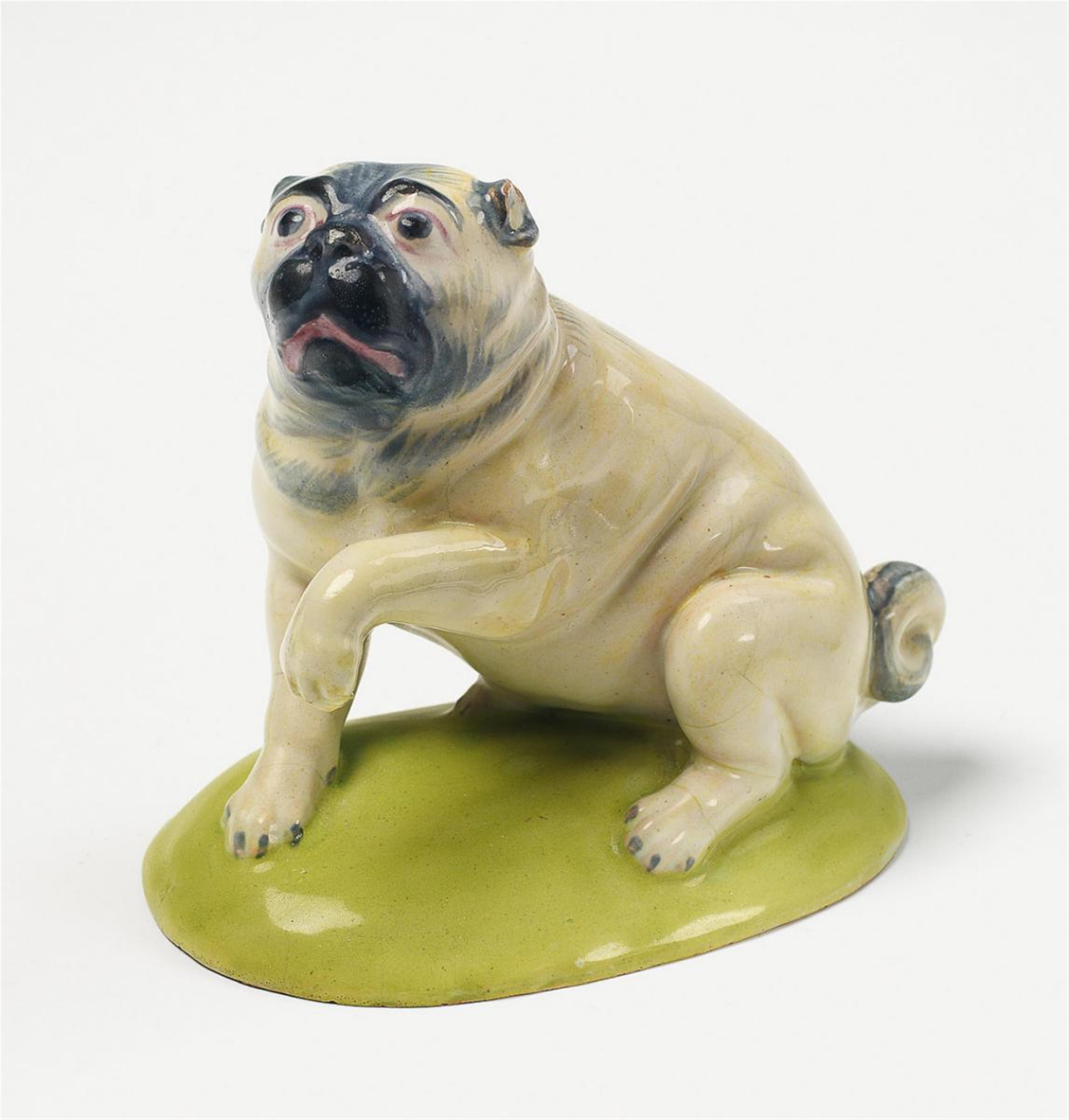 A Höchst faience figure of a pug. - image-1