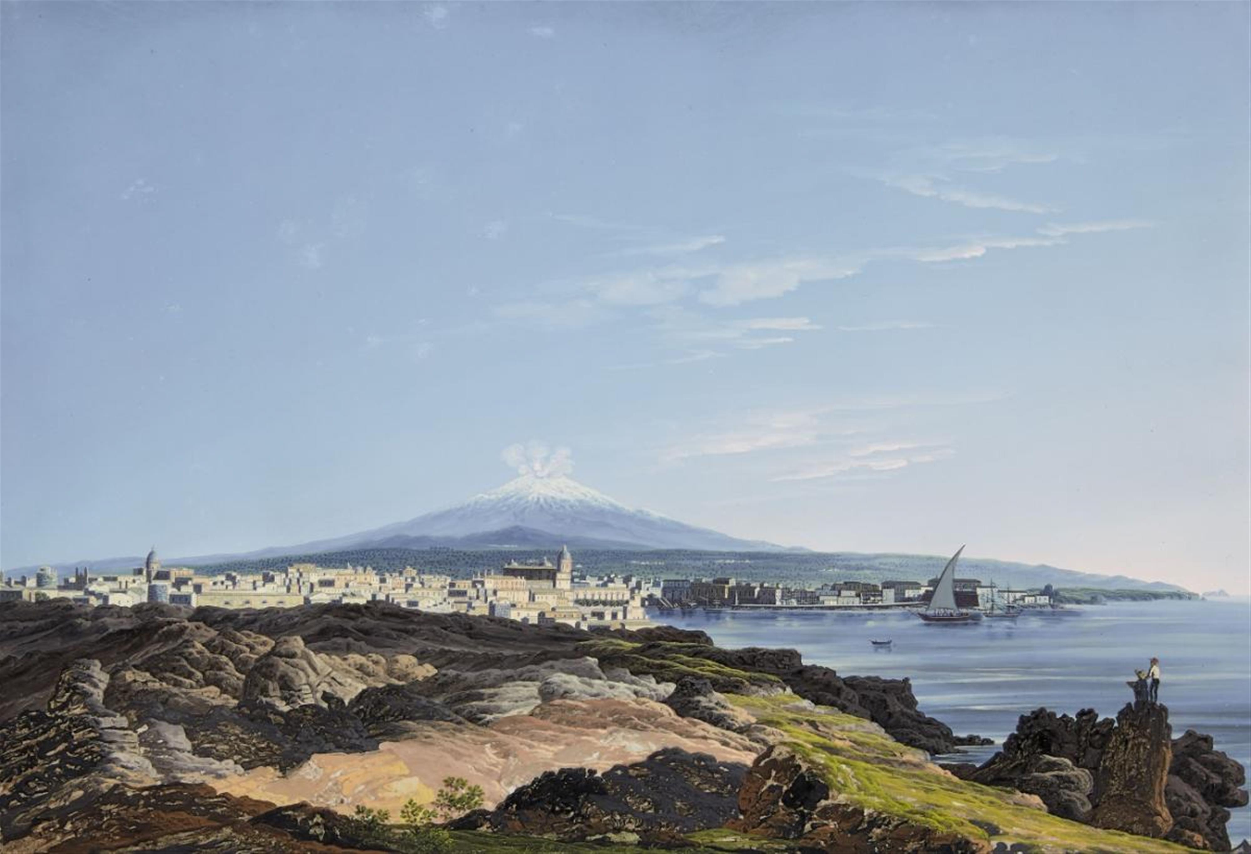 Francesco Zerillo - A View of Mount Etna and the Bay of Catania