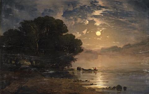 Alexandre Calame - Evening Landscape with a Lake